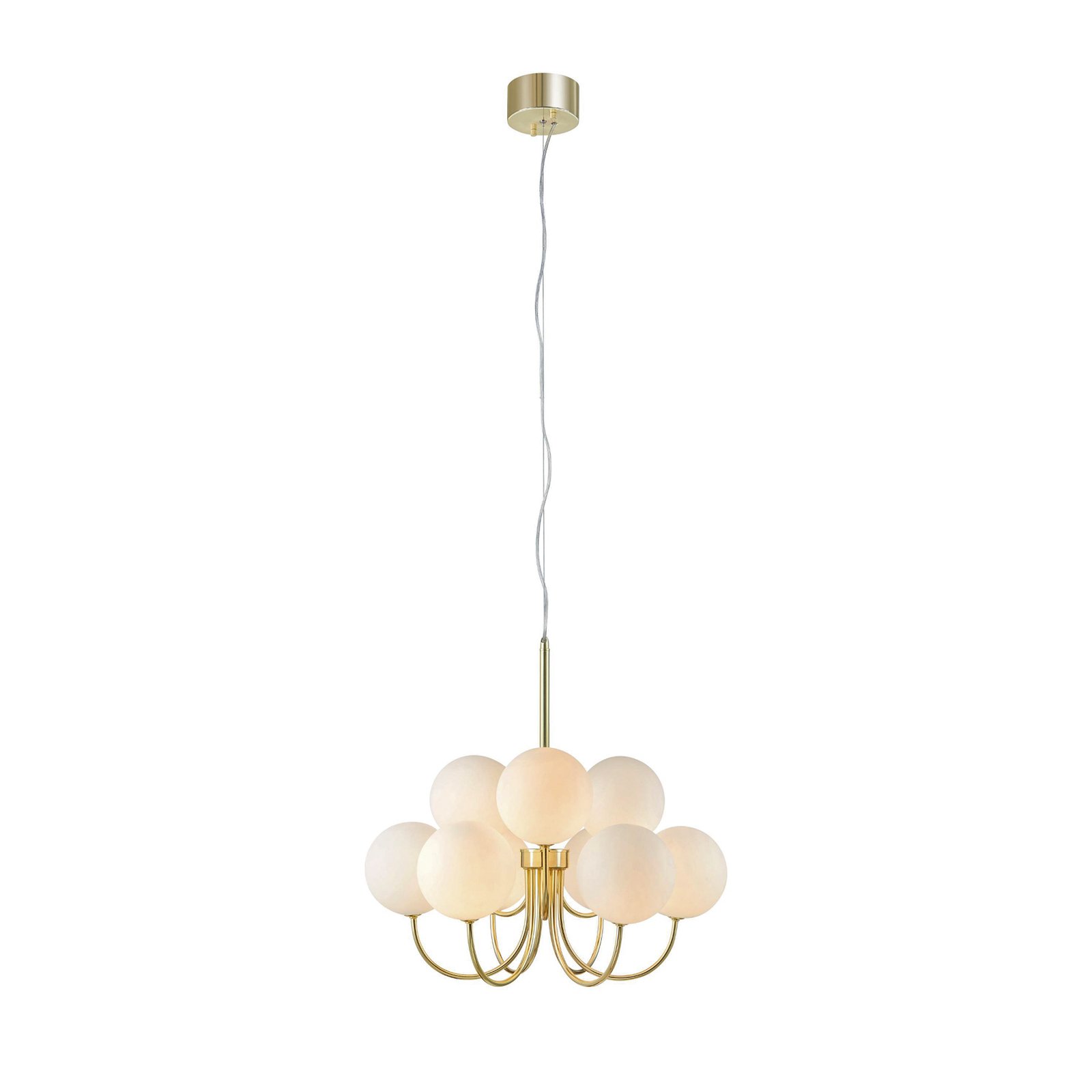 Hanglamp Bianco, 9-lamps, goud/wit, glas, G9