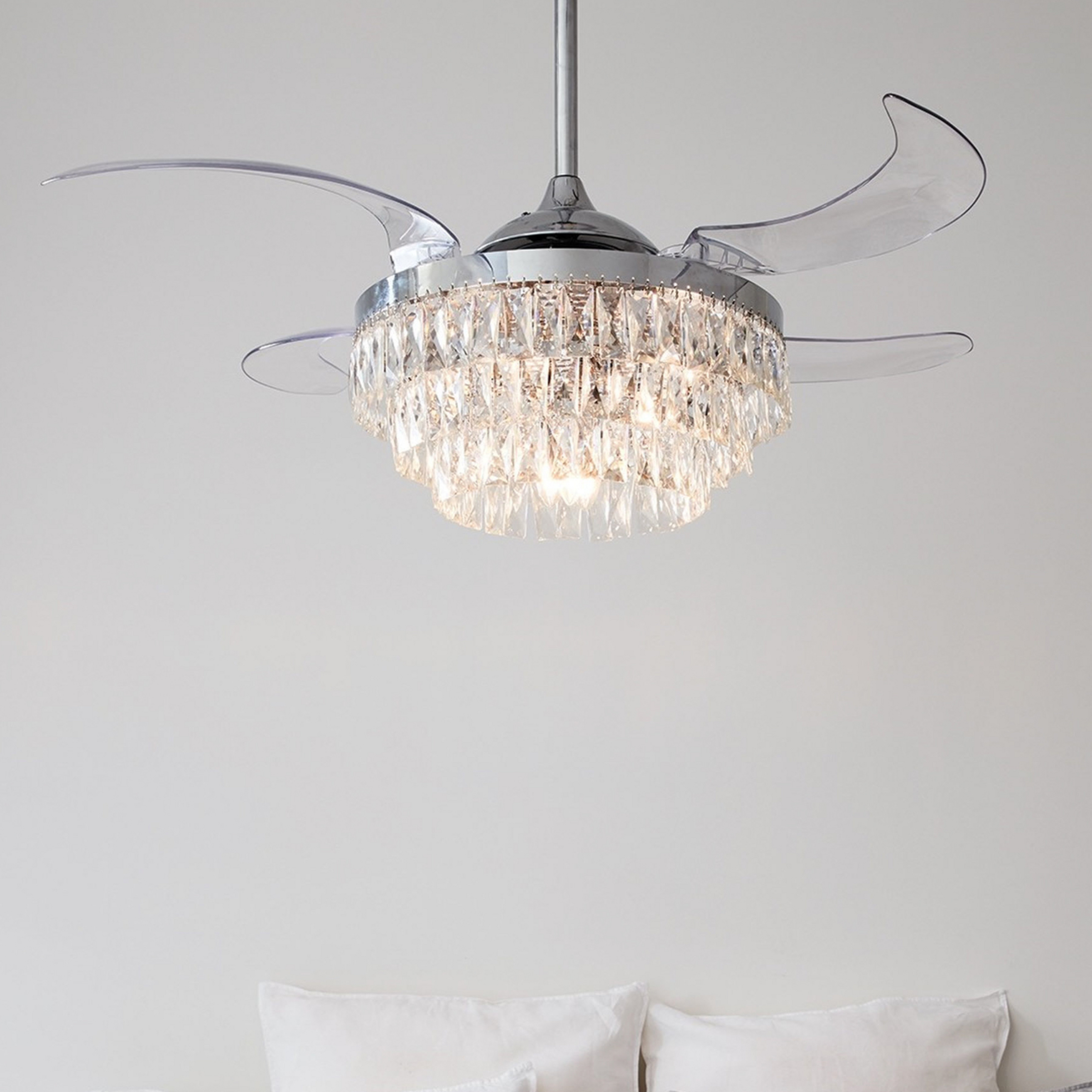 Ventilador de teto Beacon com luz Fanaway Veil cromado silencioso