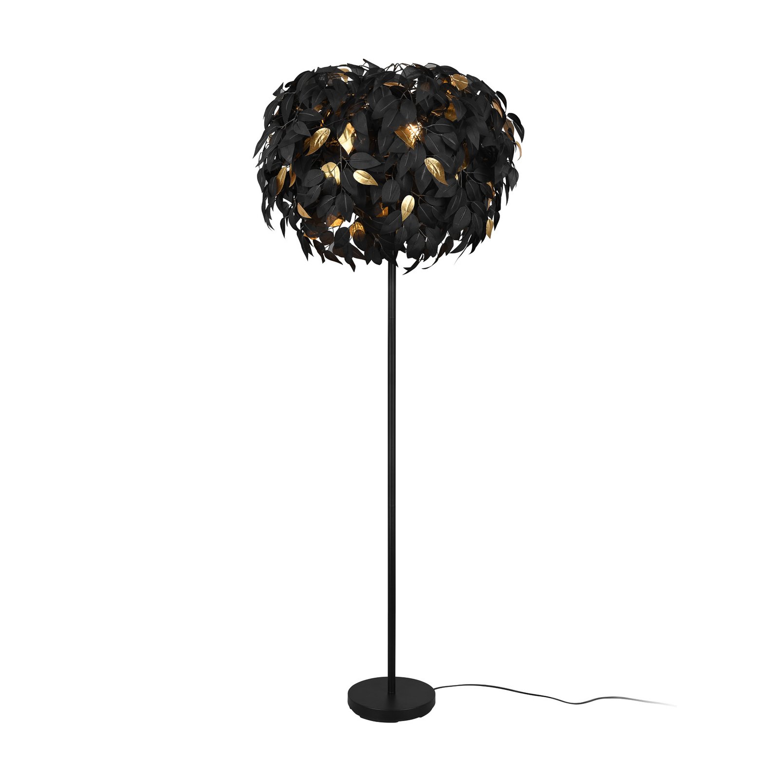 "Leavy" grindų šviestuvas, juodas/auksinis, aukštis 180 cm, plastikinis