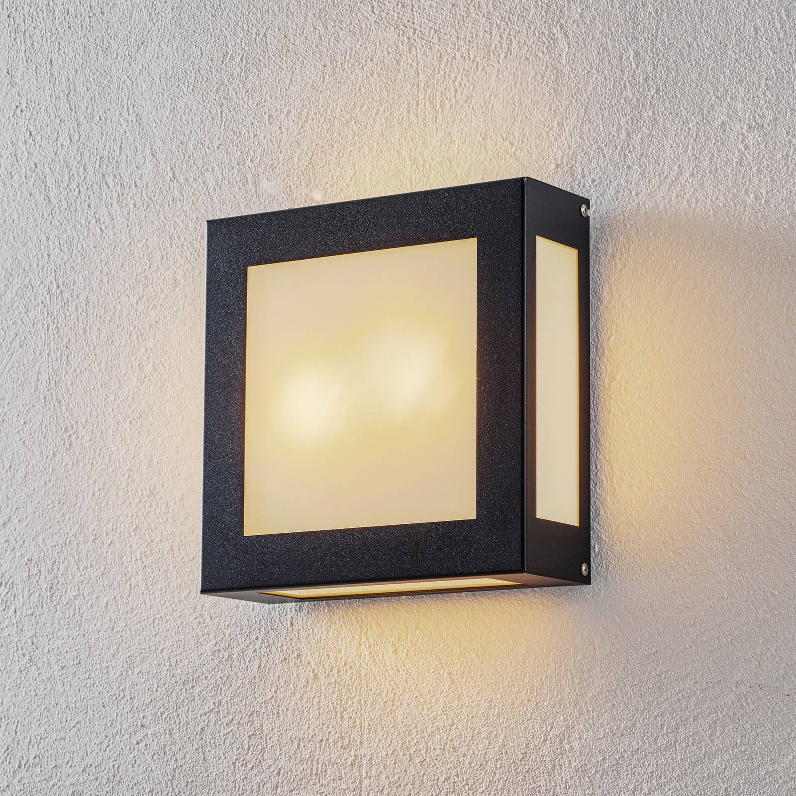 Vierkante buitenwandlamp Legendo, antr., z. sensor