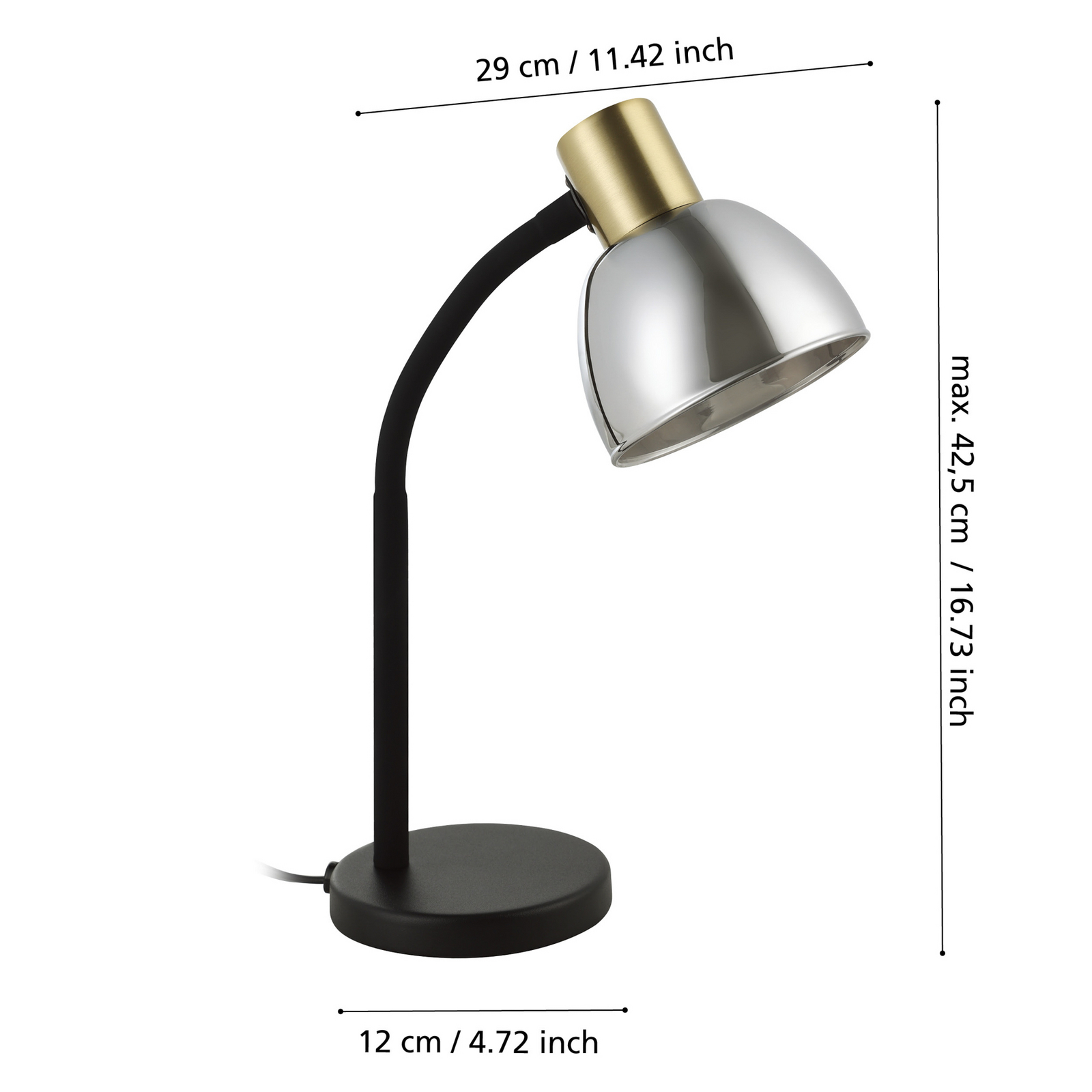 Επιτραπέζιο φωτιστικό Macere, ορείχαλκο/μαύρο