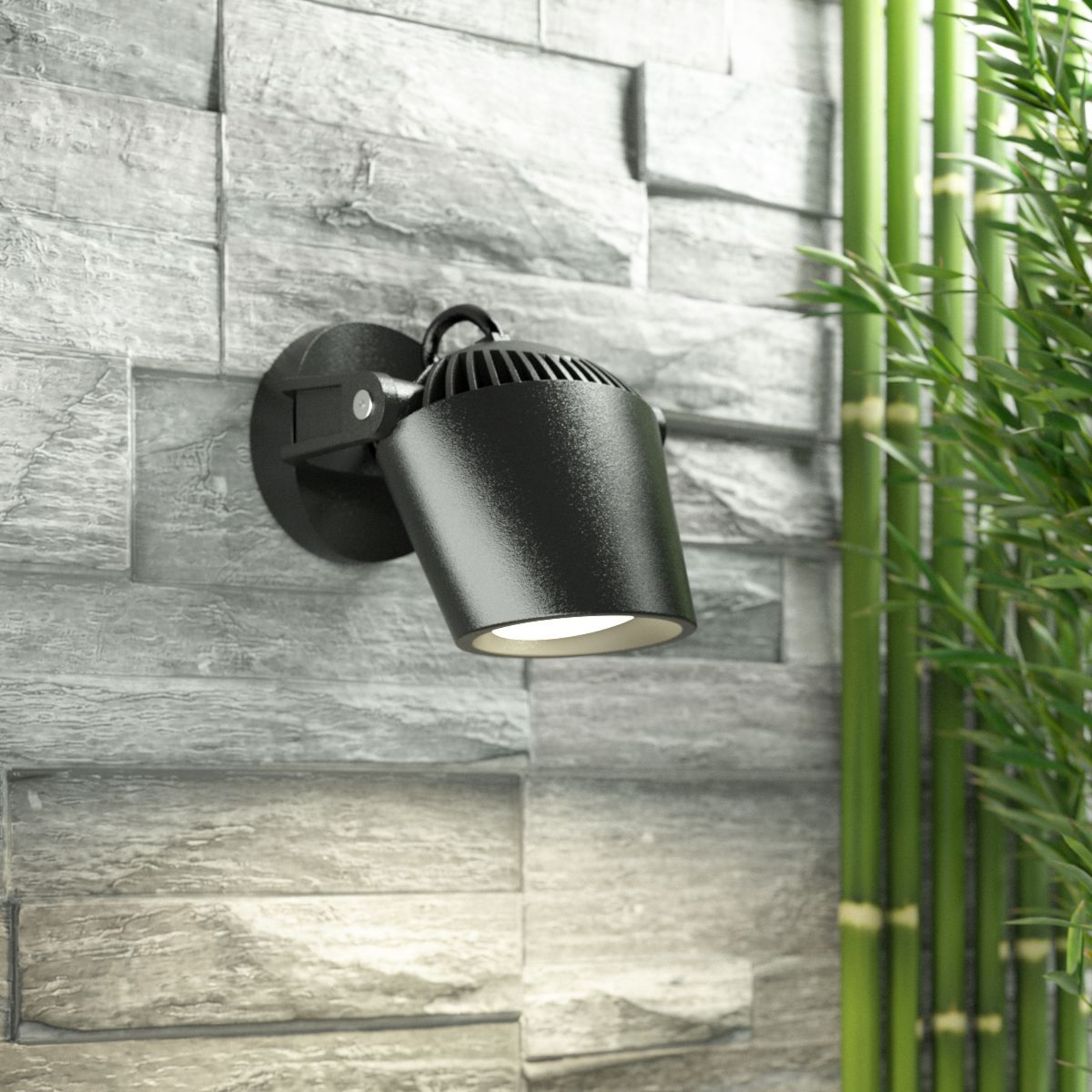 Fumagalli Minitommy surface spot 1-bulb CCT black/frosted, cast resin, polycarbonate, GU10, 3.5 W, energy efficiency: A+, L: 12.2 cm, W: 11.8 cm, H: 12.7 cm