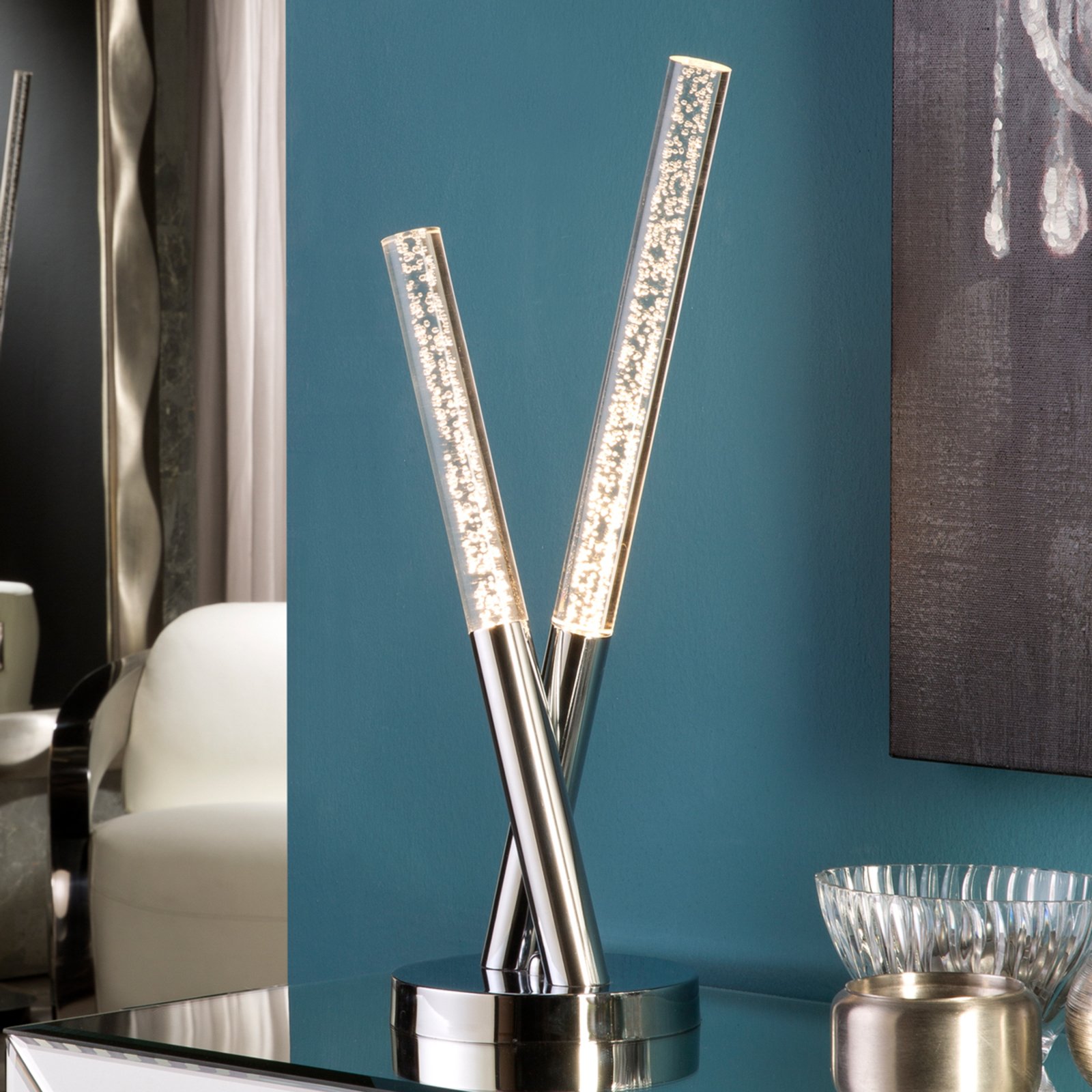 Schuller Cosmo LED table lamp, for Living / Dining Room, metal, acrylic, 5 W, energy efficiency: A+, W: 18 cm, H: 51 cm