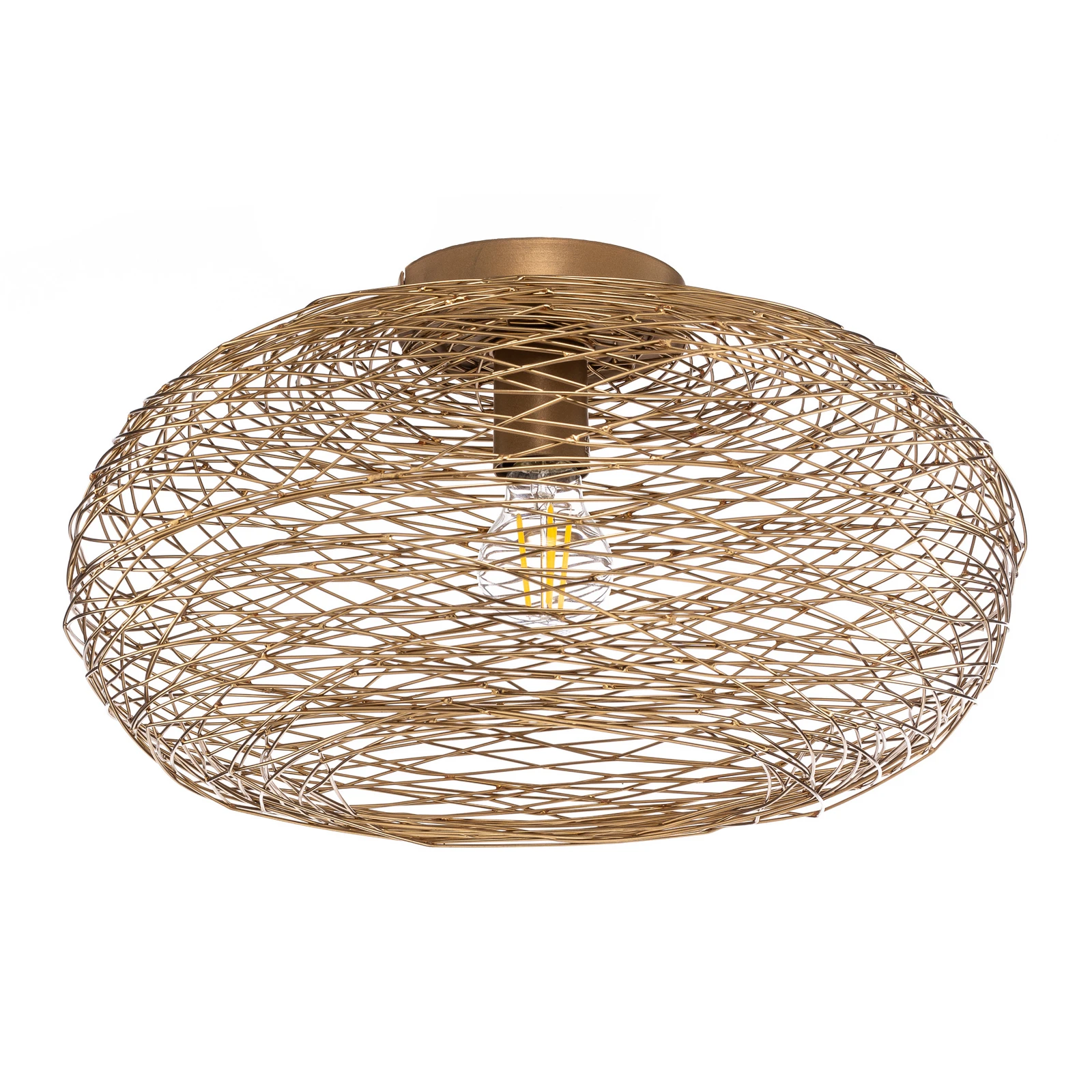 Plafoniera Lindby Kaviya, colore oro, Ø 40 cm, ferro, E27
