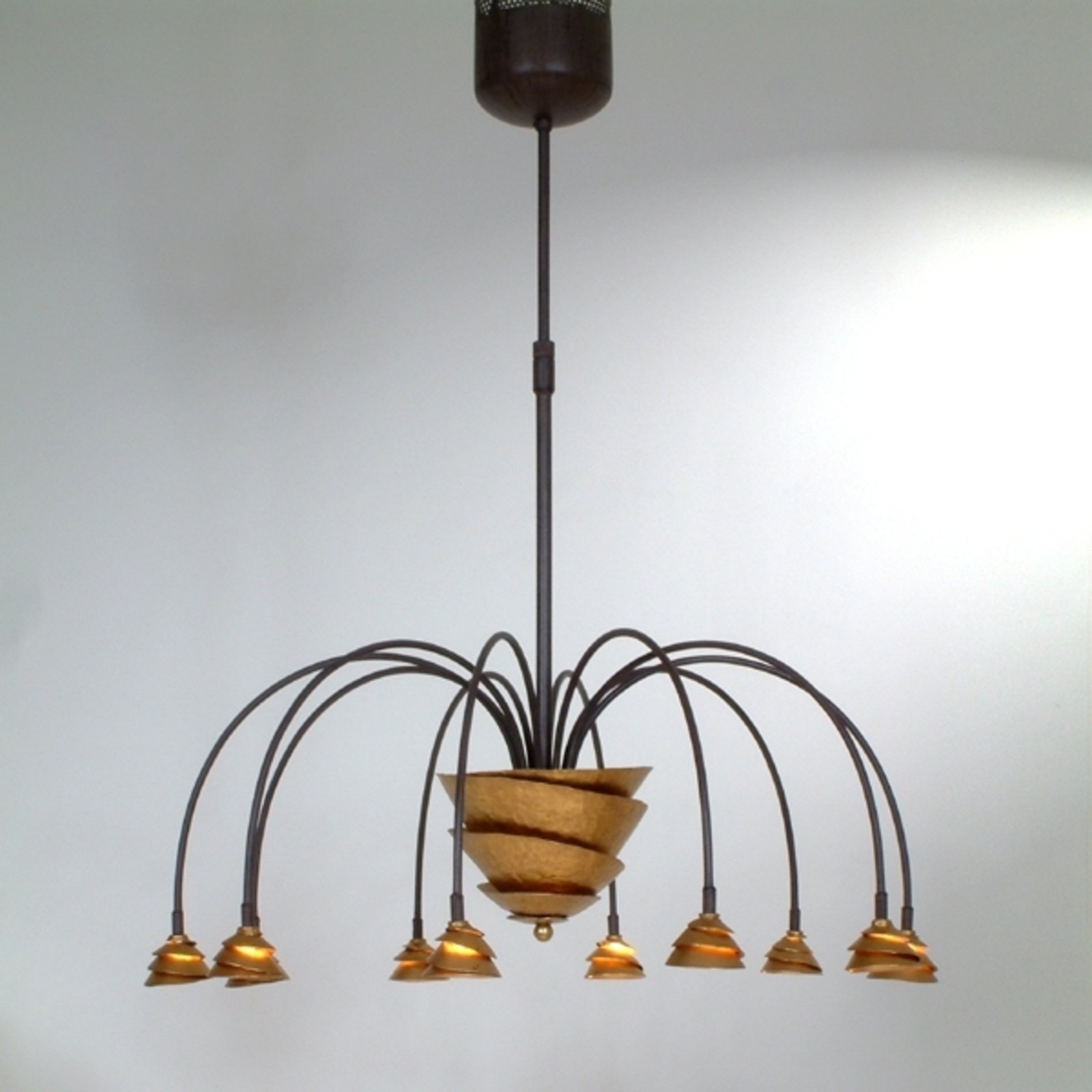Exclusive hanging lamp FONTAINE iron, brown-gold