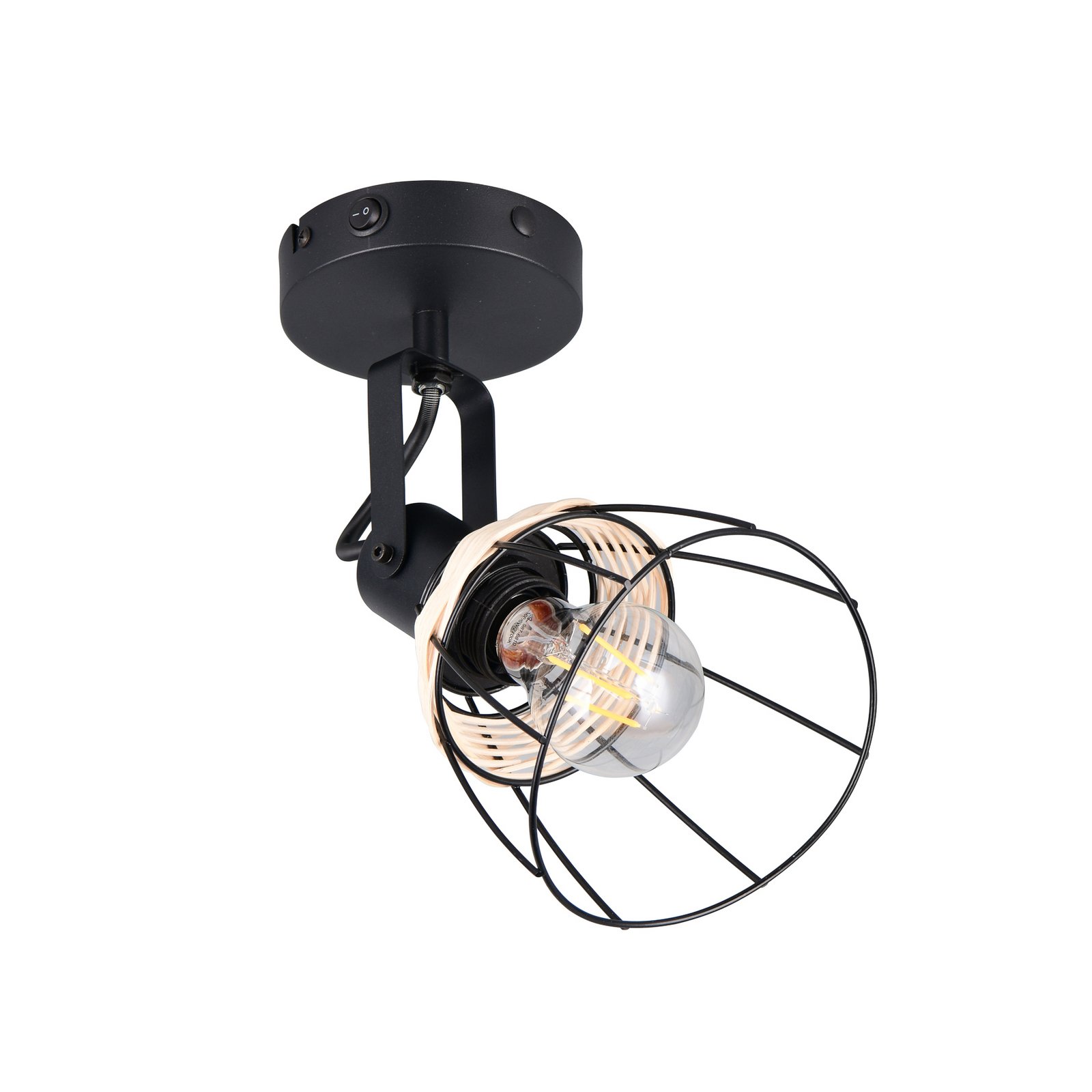 Стена лампа Jerome, Ø 14 cm, 1-пламъчна, черна матова, превключвател