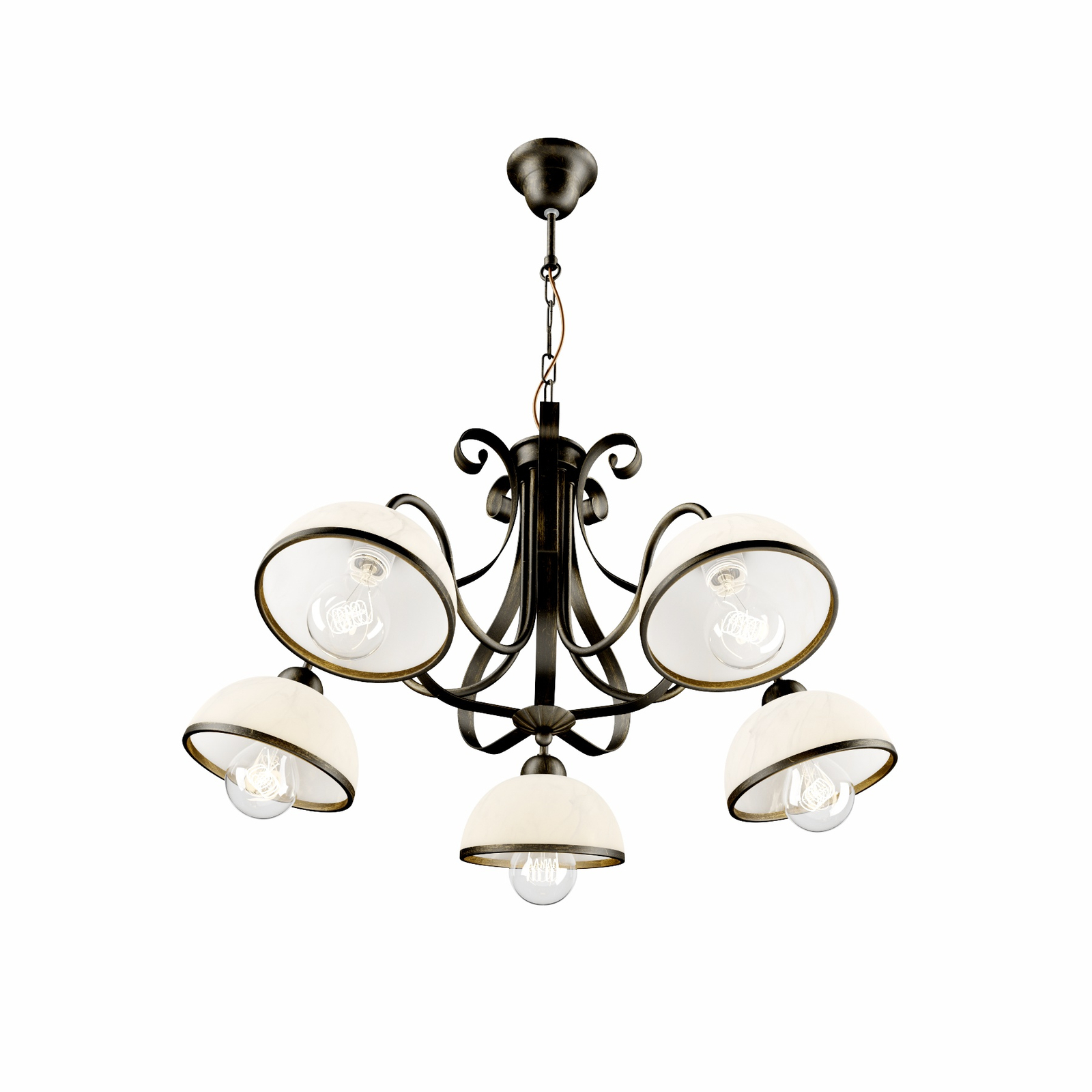 Antica pendant light in country house style, 5-bulb