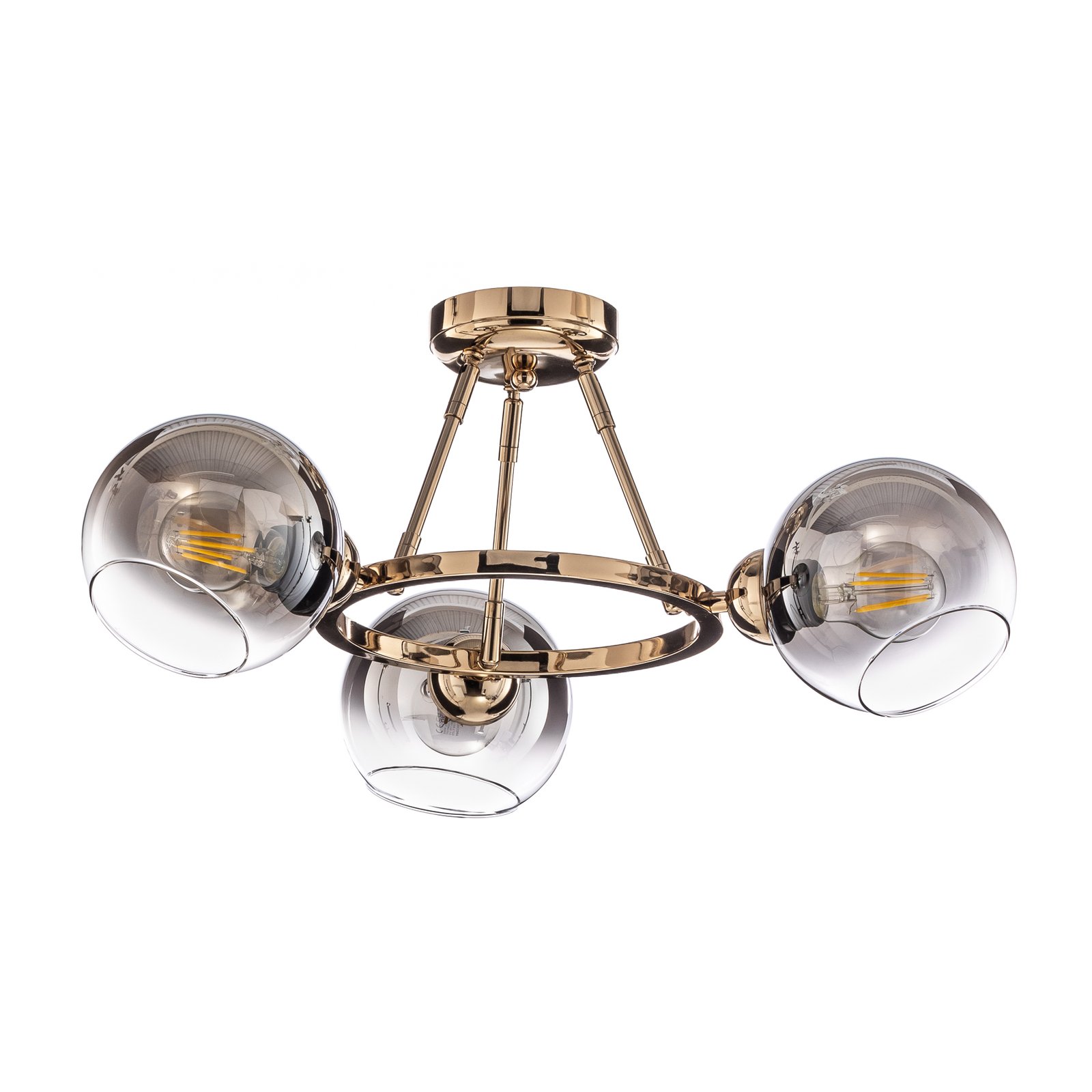 Ranko ceiling light, gold/chrome, 3-bulb