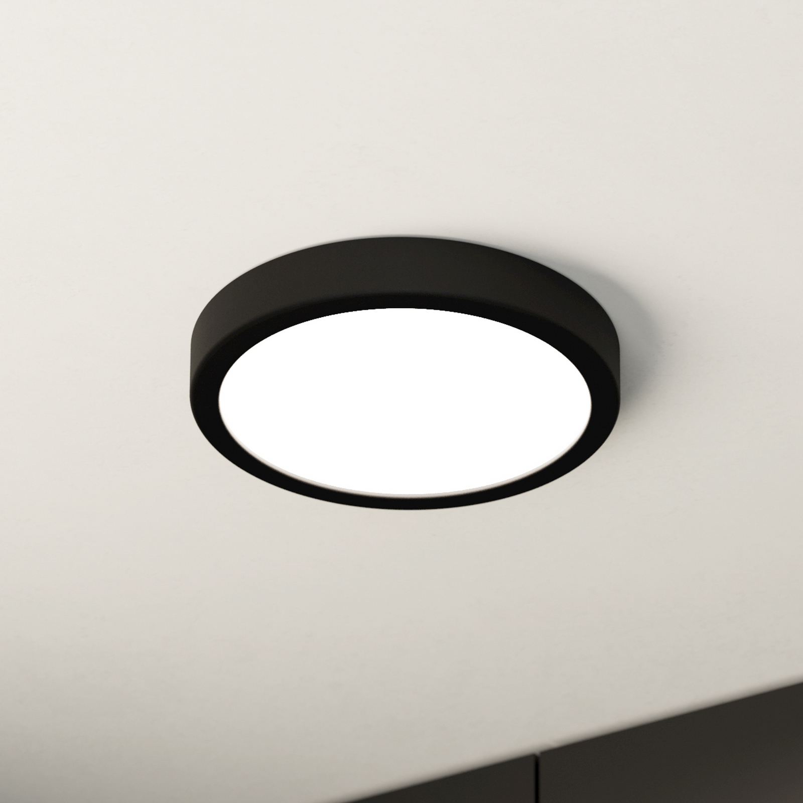 LED ceiling lamp Fueva 5 IP44 3000K black Ø21cm