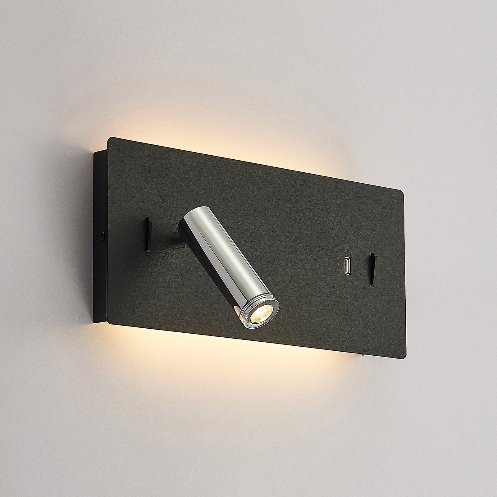Kimo LED Square Nástěnné Svítidlo USB Black - Lucande