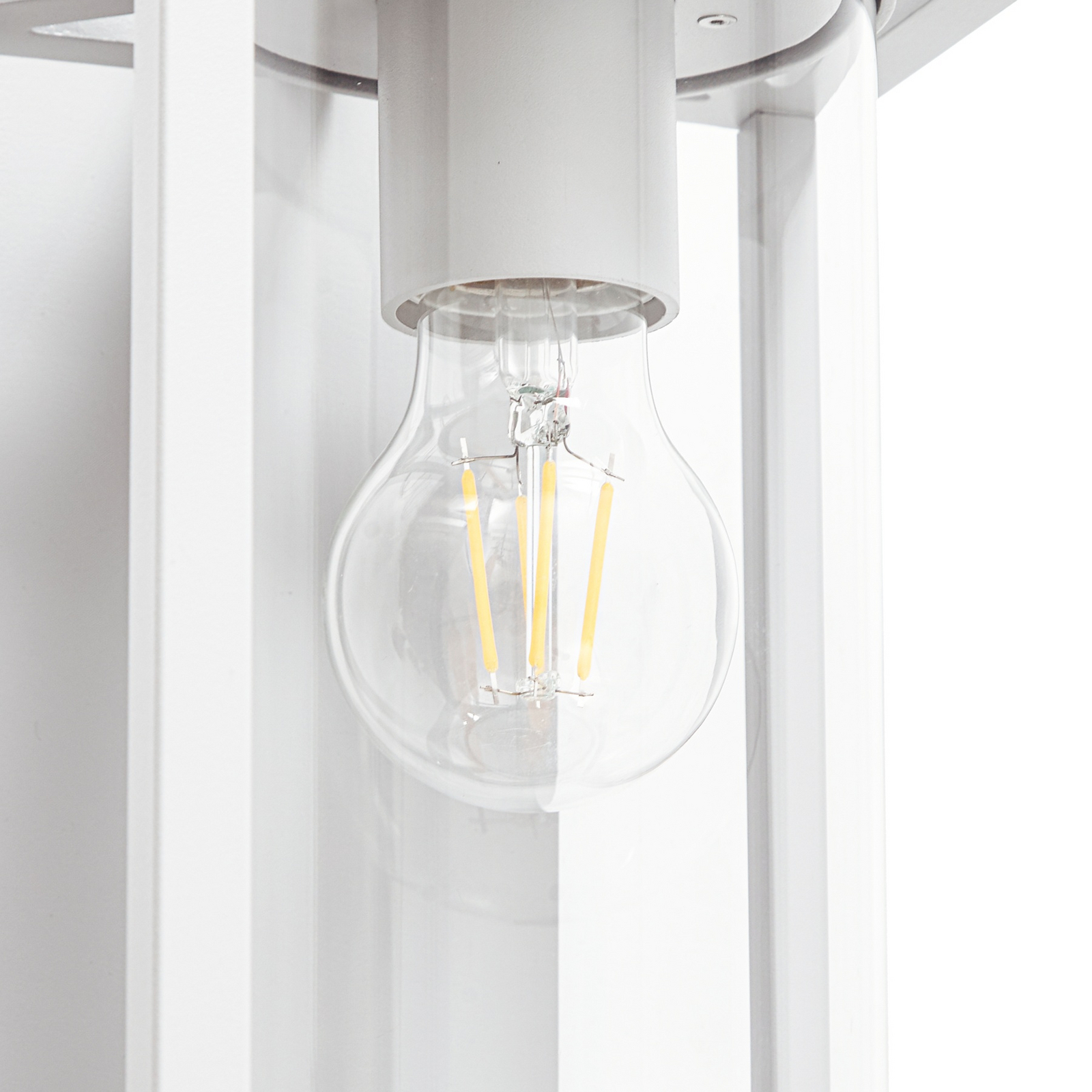 Lucande Applique da esterno Ferda, sensore, portalampada inferiore, grigio