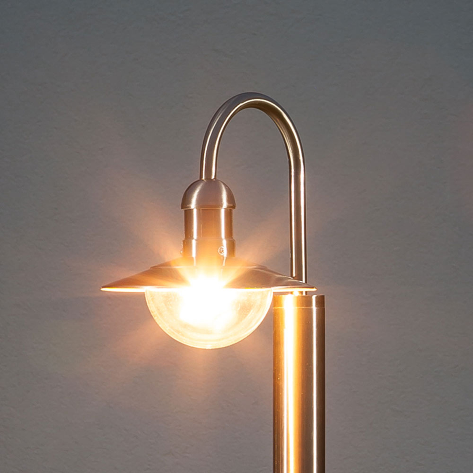 Lindby Damion Curved Stainless Steel Path Lamp, Stainless steel, polycarbonate, E27, 60 W, energy efficiency: A++, W: 24 cm, H: 140 cm