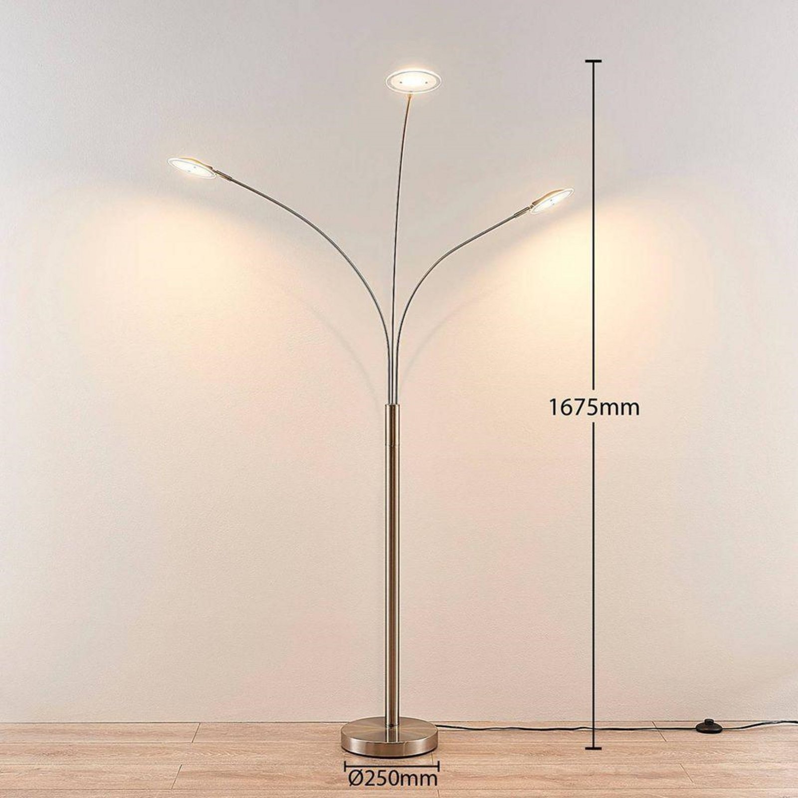 Anea 3 Lampadar Nickel/White - Lindby