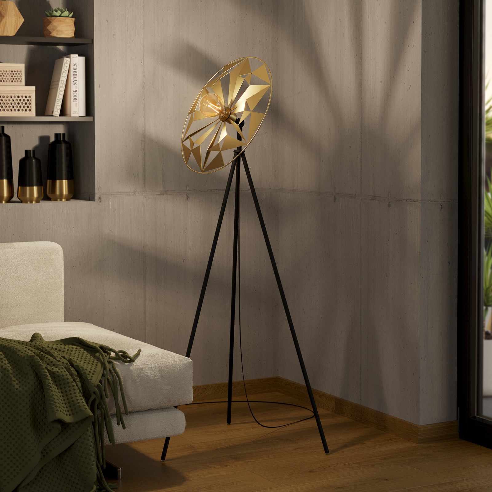 EGLO Castanuelo lampadar negru/auriu - Camera de zi / sufragerie - modern - auriu negru - Metal