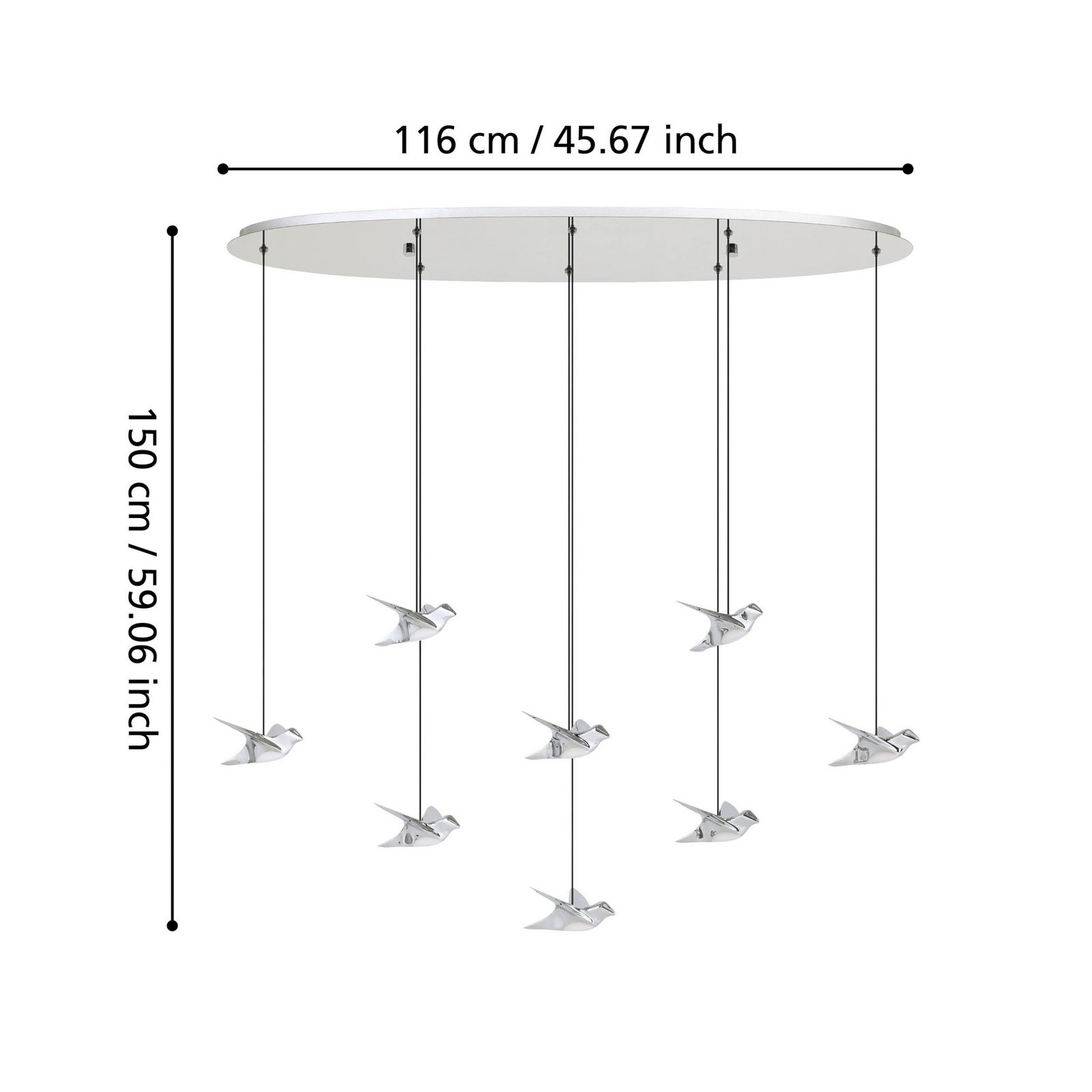 EGLO Stars Of Light LED hanging light Paratebueno, chrome, 8-bulb
