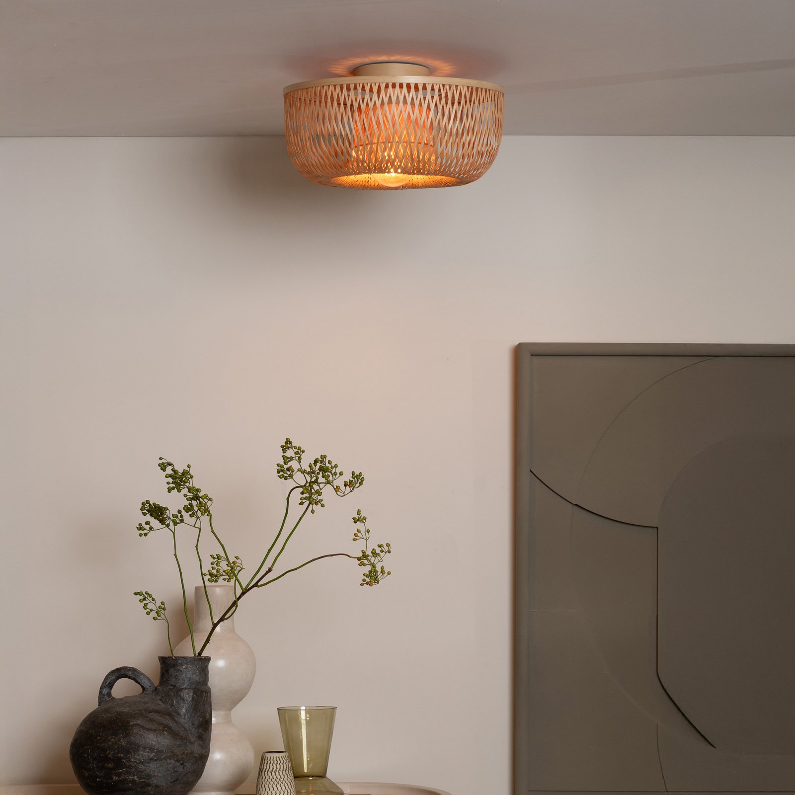 GOOD & MOJO plafondlamp Barbados, naturel, Ø 35 cm, bamboe E27