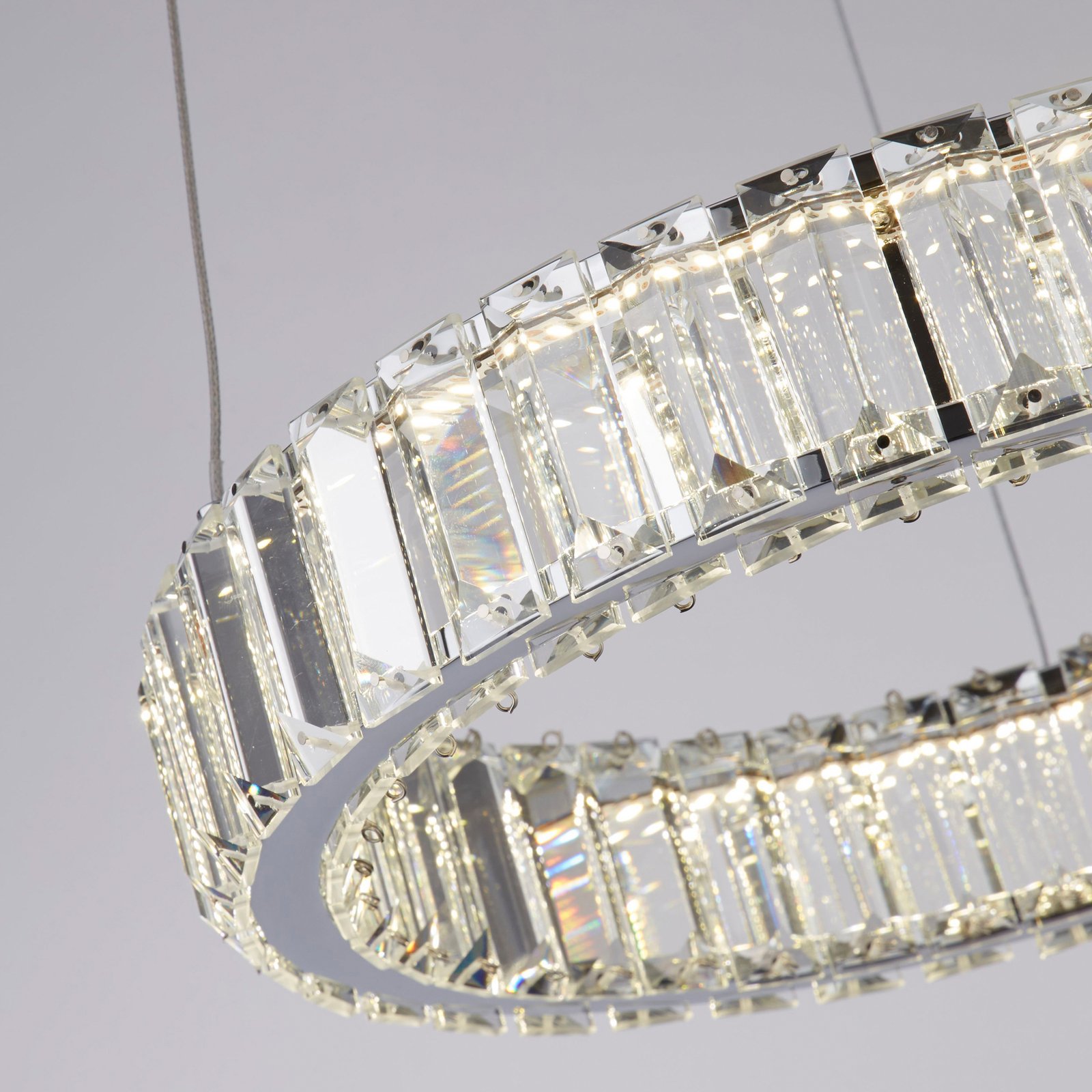 Filumena LED pendant light, grey/clear, metal/glass, Ø 35 cm Filumena LED pendant light, grey/clear, metal/glass, Ø 35 cm