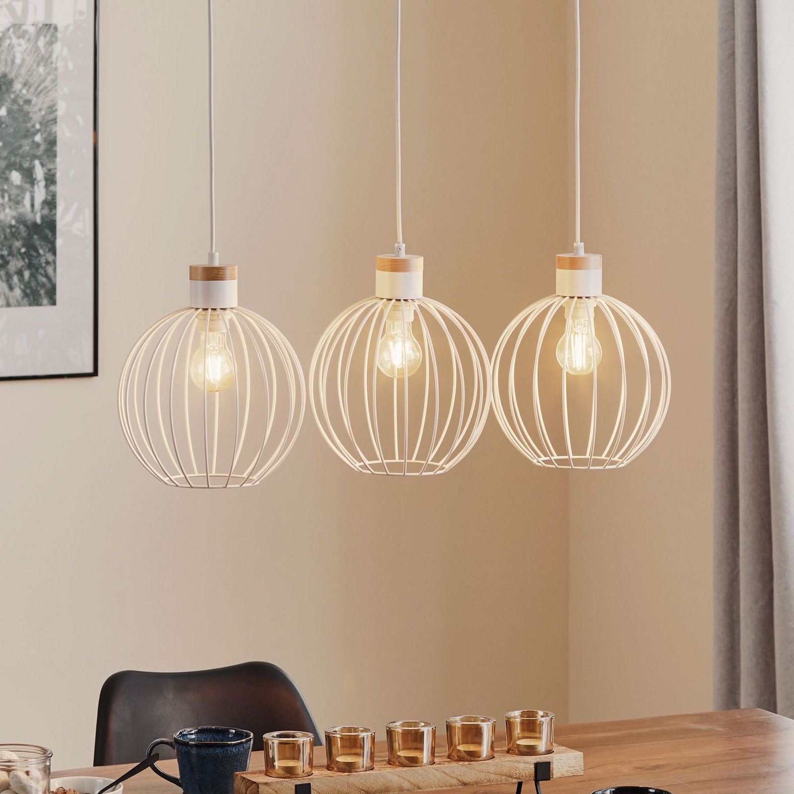 EMIBIG LIGHTING Lampă suspendată Barbado 3 becuri alb - Camera de zi / sufragerie - Modern - Metal