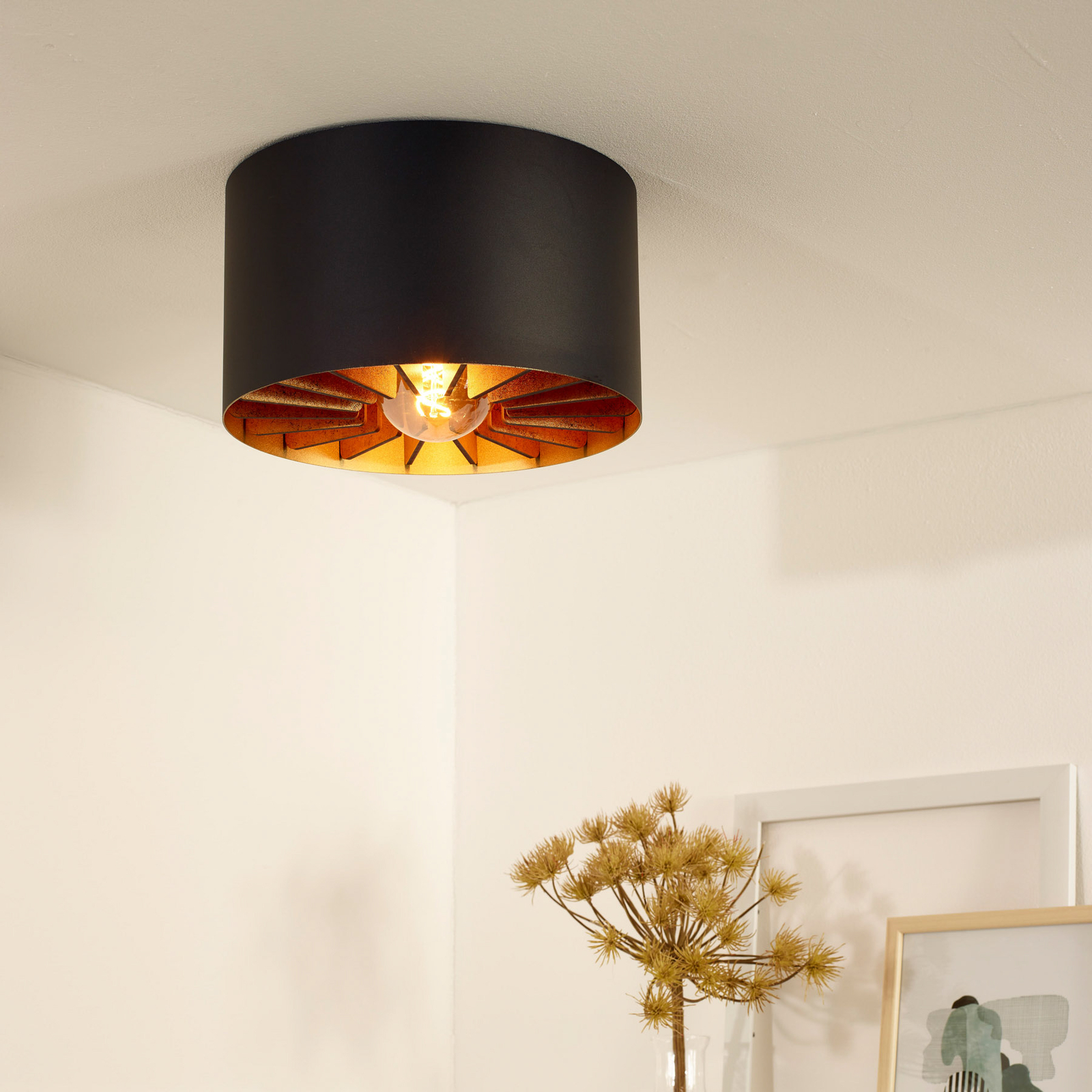 Deckenlampe Zidane in Schwarz/Gold