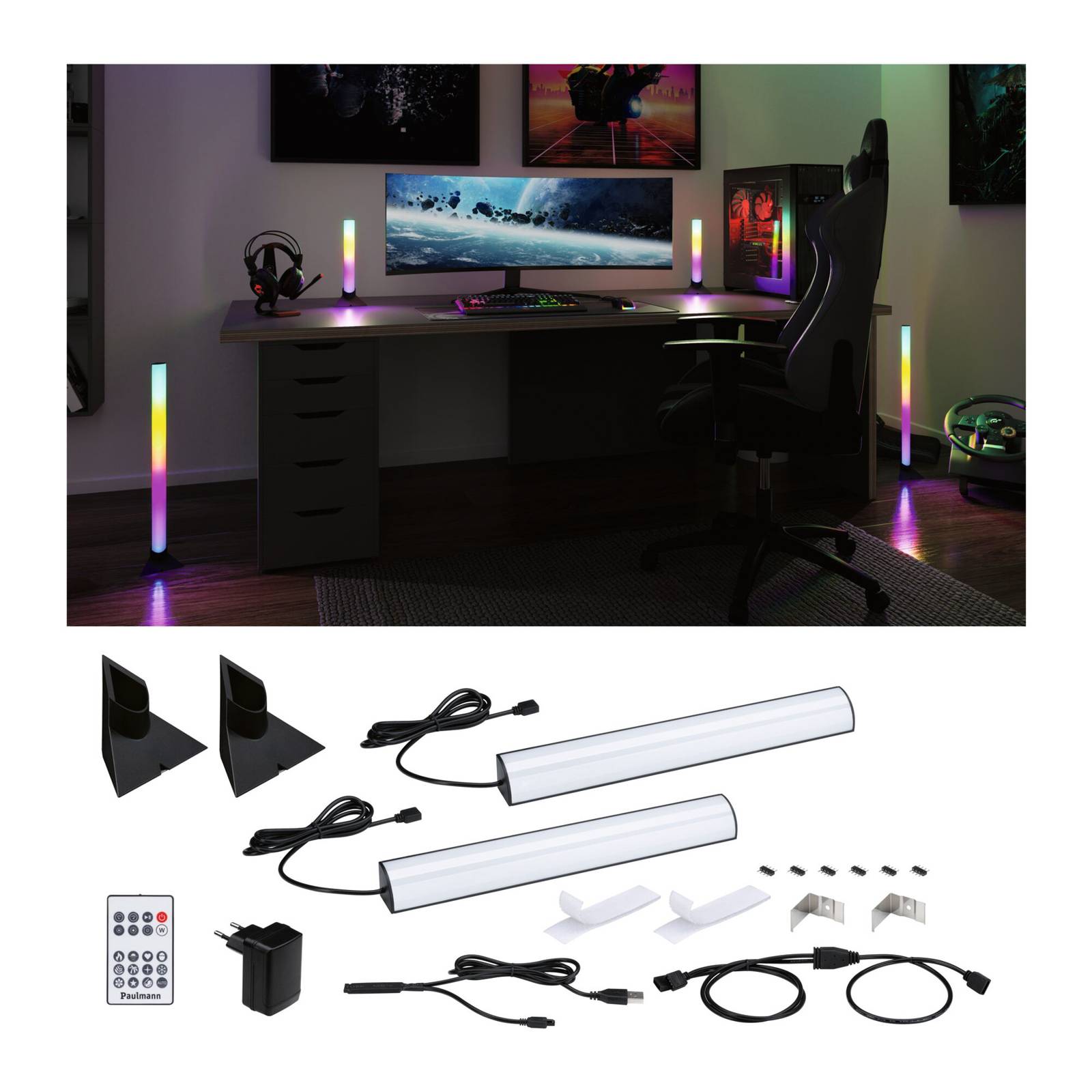 Paulmann Set of 2 EntertainLED Lightbar Dynamic RGB 30cm podstawa