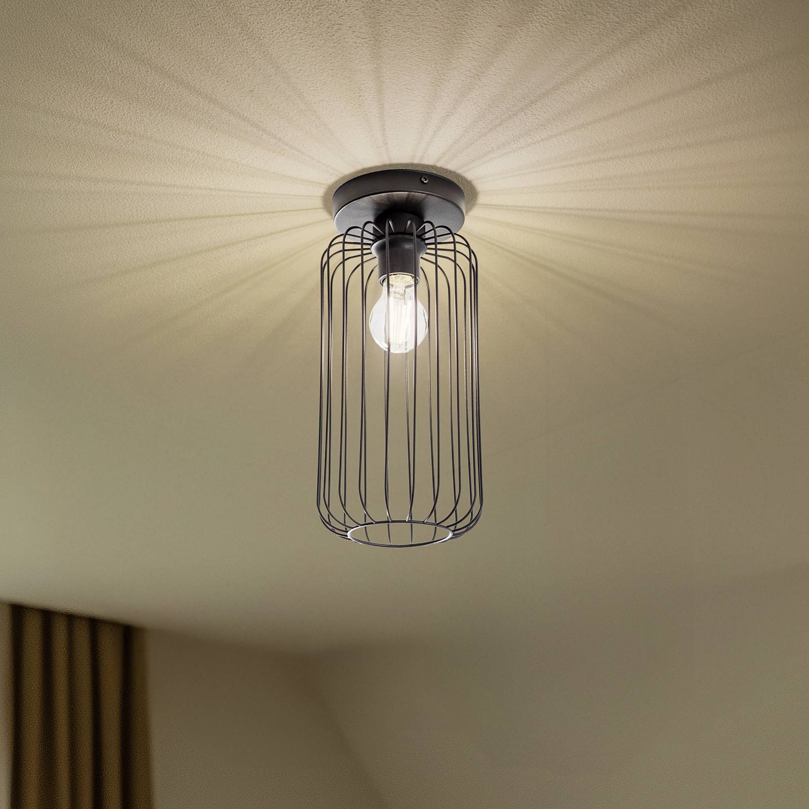 Deckenlampe Barn, Ø 16 cm, schwarz, Metall, E27 günstig online kaufen