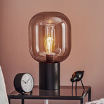 Brooklyn table lamp, smoky grey glass shade