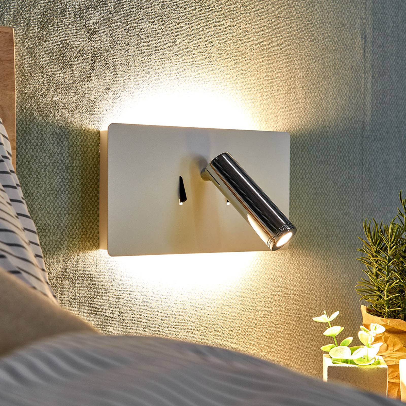 Lámpara de pared LED Elske con lámpara de lectura Lampara.es
