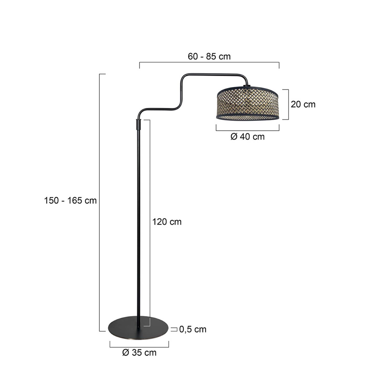 Steinhauer Stojací lampa Bloeba, černá/tmavé dřevo, výška 165 cm, dřevo