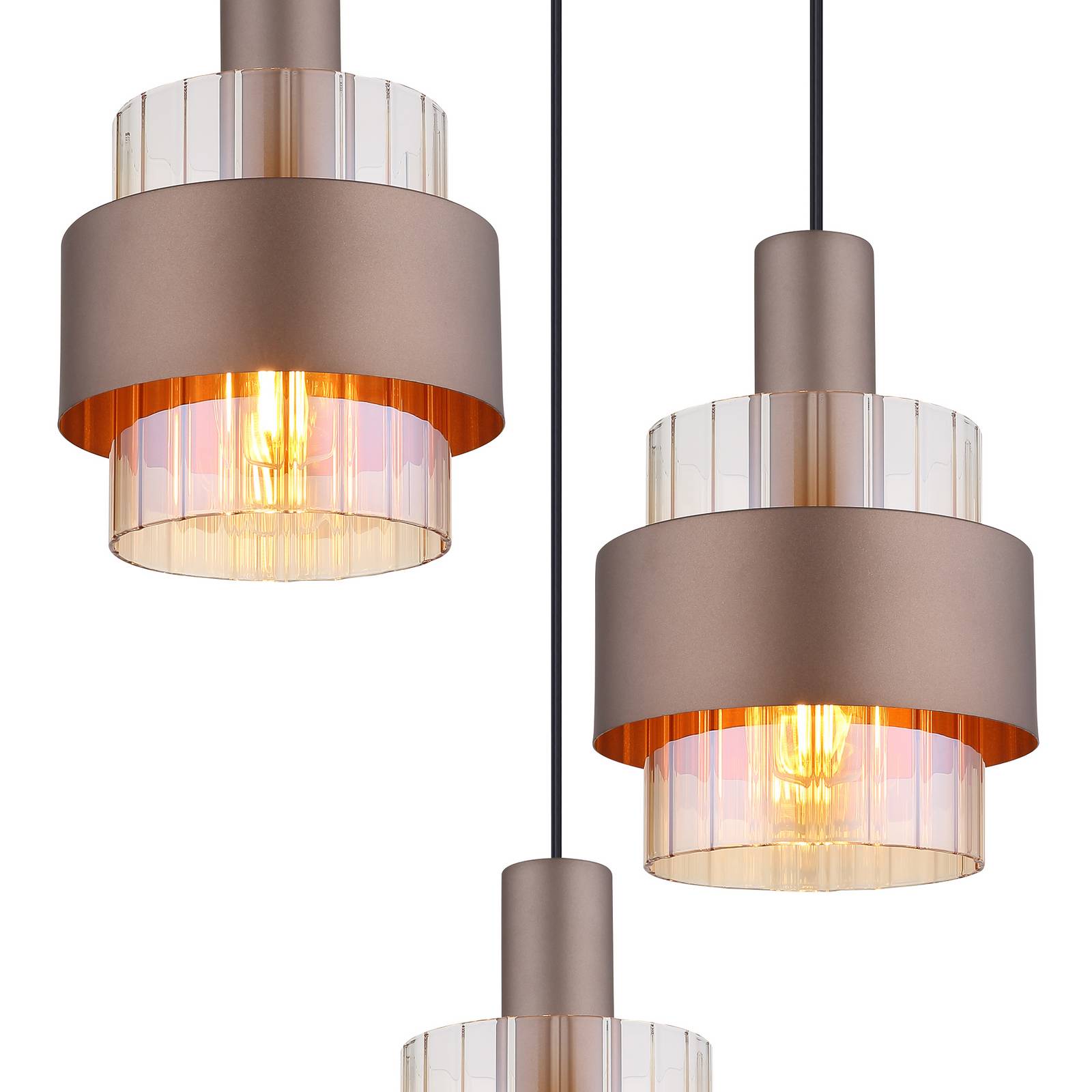 Lampa wisząca Milley, Ø 45 cm, w kolorze brązu, 3-punktowa, metalowa