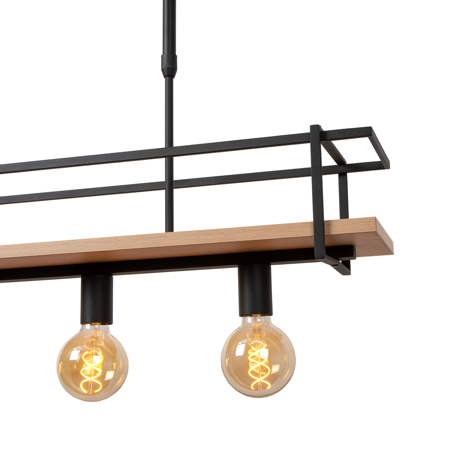 Hängelampe Milonga, schwarz, Länge 100 cm, Metall/Holz