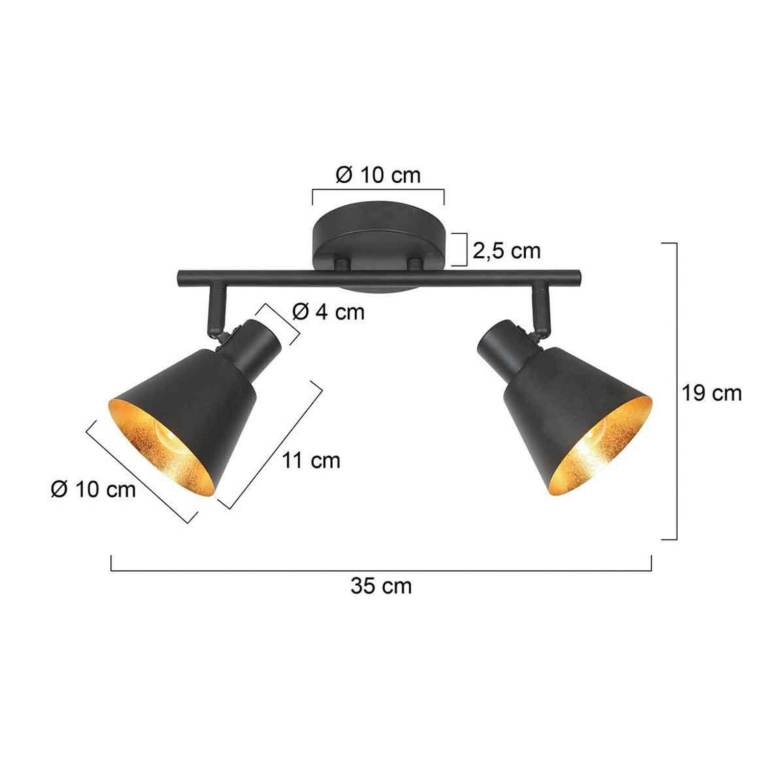 Deckenstrahler Oeroe, 2-flammig, schwarz, Metall, E14 günstig online kaufen