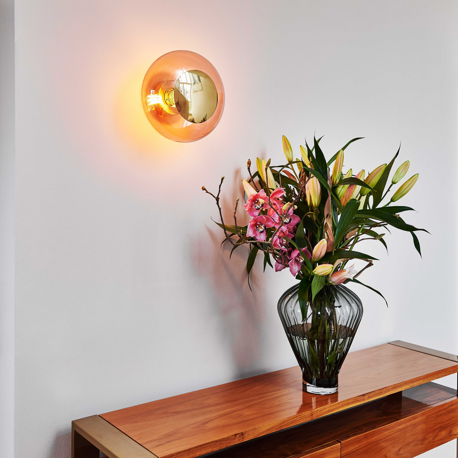 EBB & FLOW seinävalaisin Horizon Surface, ruusukulta, lasi, Ø 29 cm