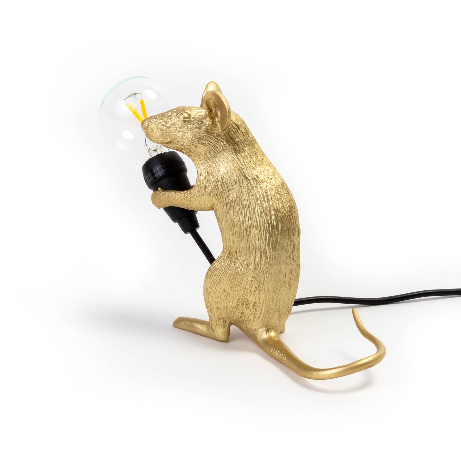 SELETTI Lampe déco LED Mouse Lamp USB assise dorée