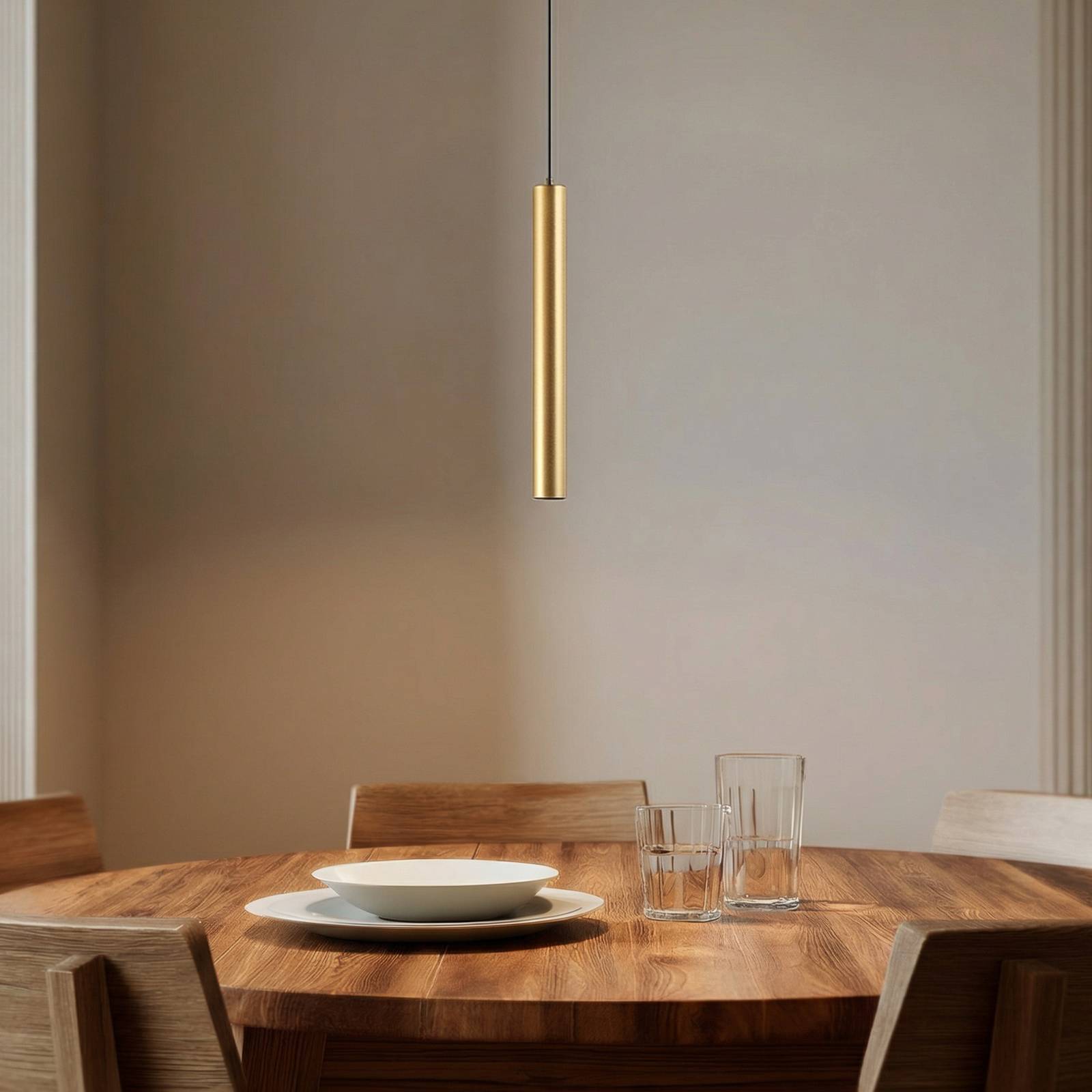 Lampa wisząca LED Lindby Lumaro, złota, 27 cm, 48 V, ściemniana