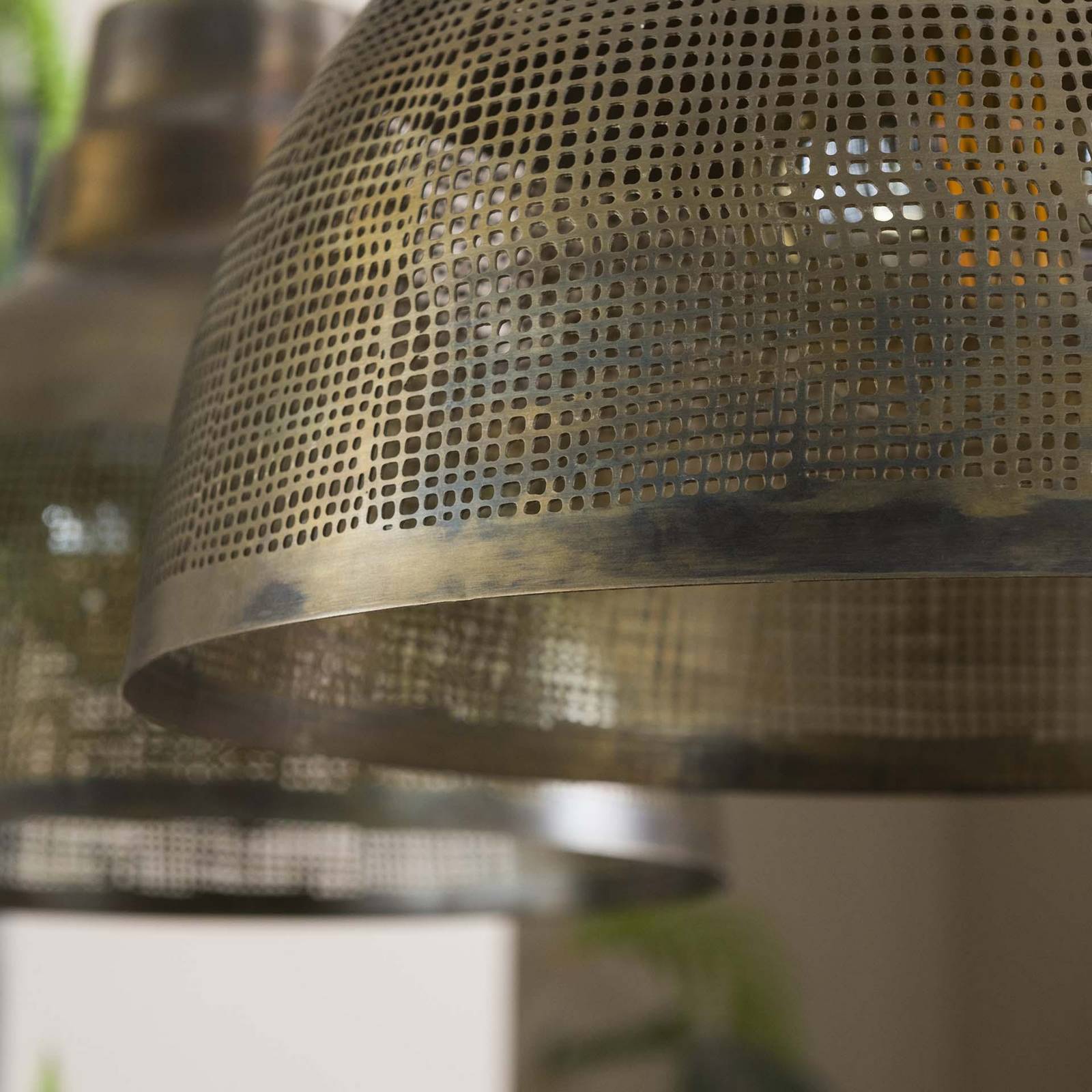 Lampa wisząca Sargona, 2-punktowa, antyczny brąz, metal, E27
