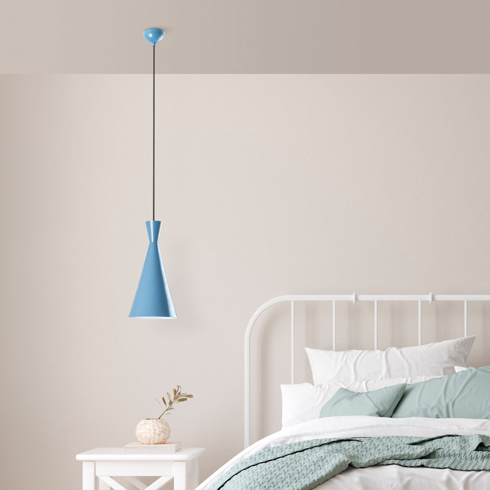 Lampa suspendată Tom, albastru deschis, metal, Ø 19 cm, E27
