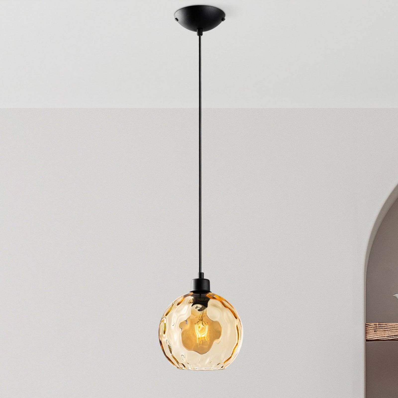 Pendelleuchte Benek, gelb, Glas, Ø 20 cm, E27 günstig online kaufen