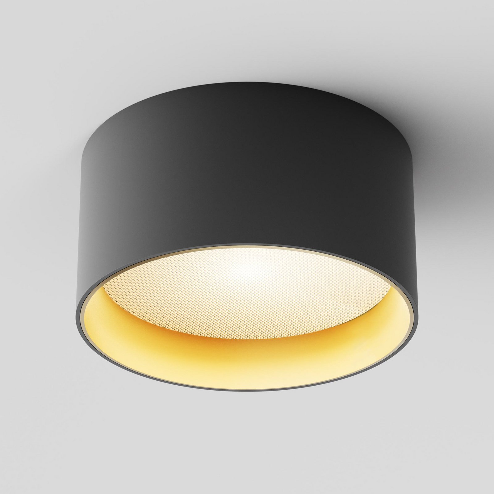 Maytoni Vega LED downlight, black/gold, Ø 14 cm, 15W, aluminium