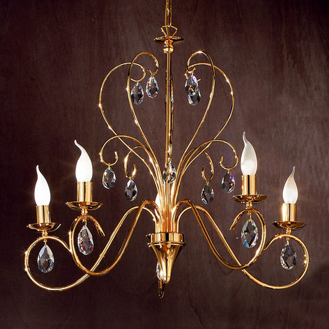Lustre gracieux FIORETTO à 5 ampoules, doré