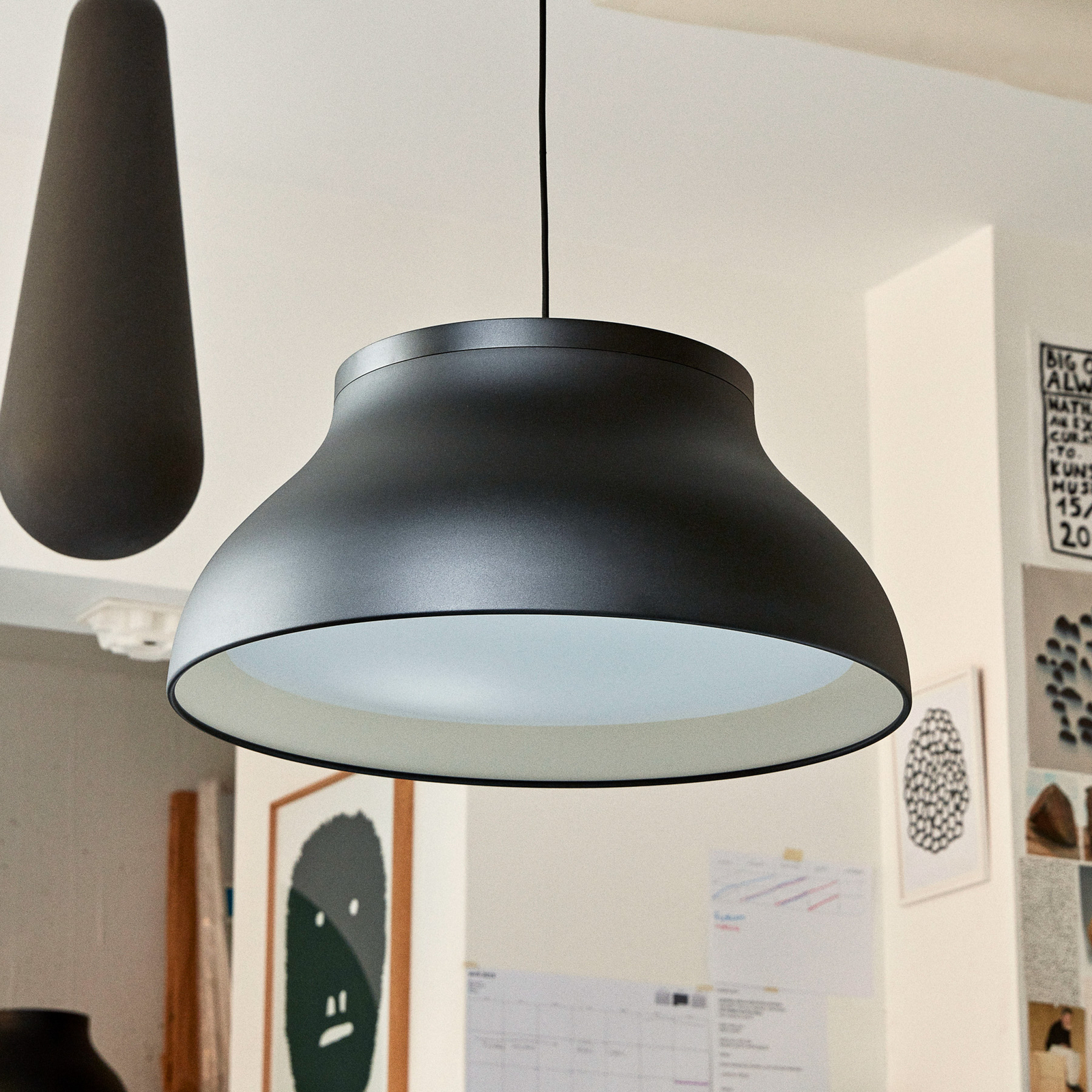 HAY PC L pendant light with a diffuser, black