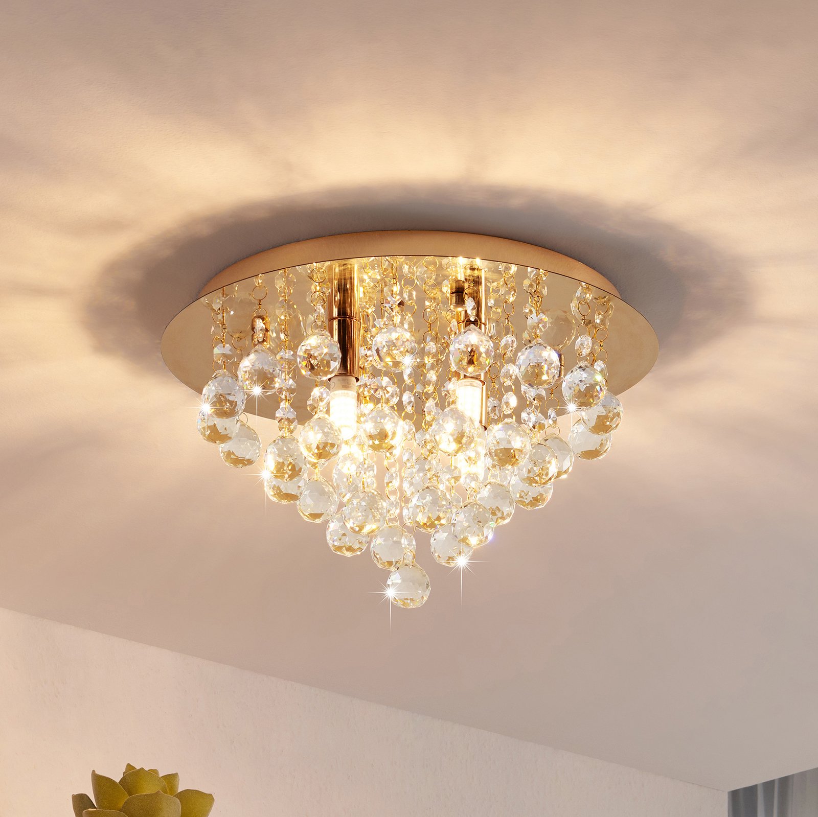 Gillion 4 Lámpara de Techo Crystal/Gold - Lindby