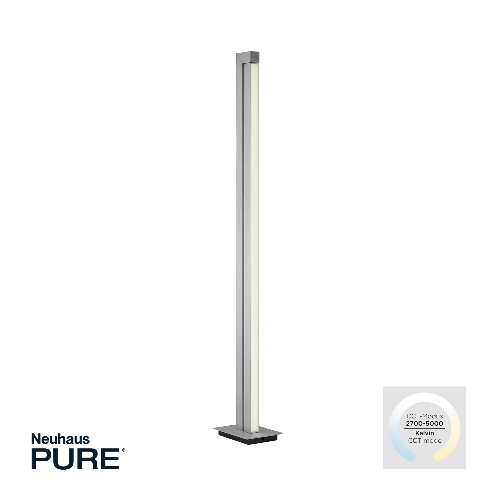 Pure Lines LED vloerlamp, afstandsbediening, alu