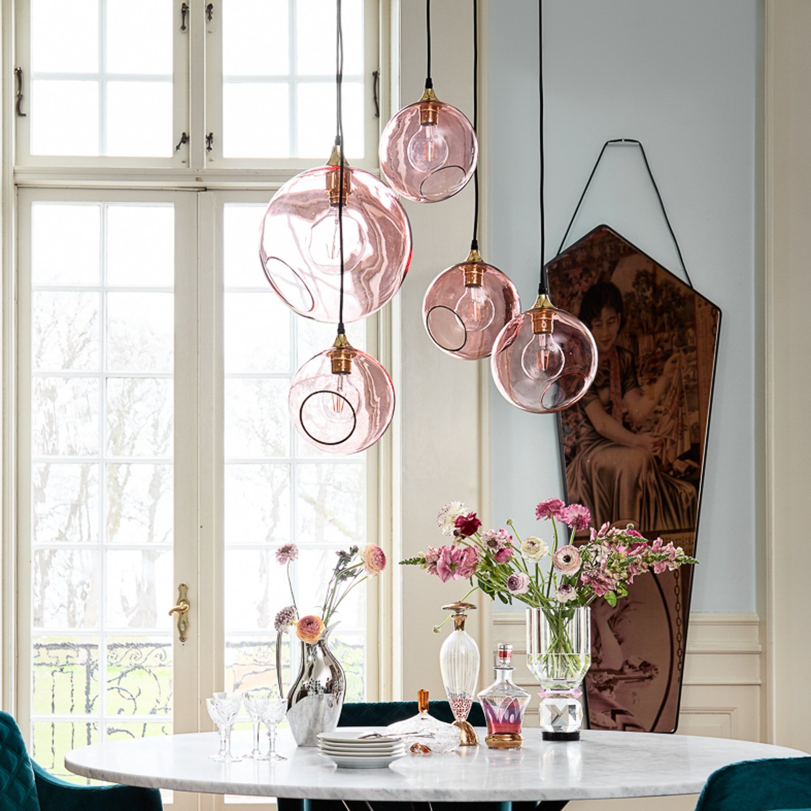 Ballroom Lampa Wisząca Pink/Rose ze Złotym Gniazdem Żarówki - Design By Us