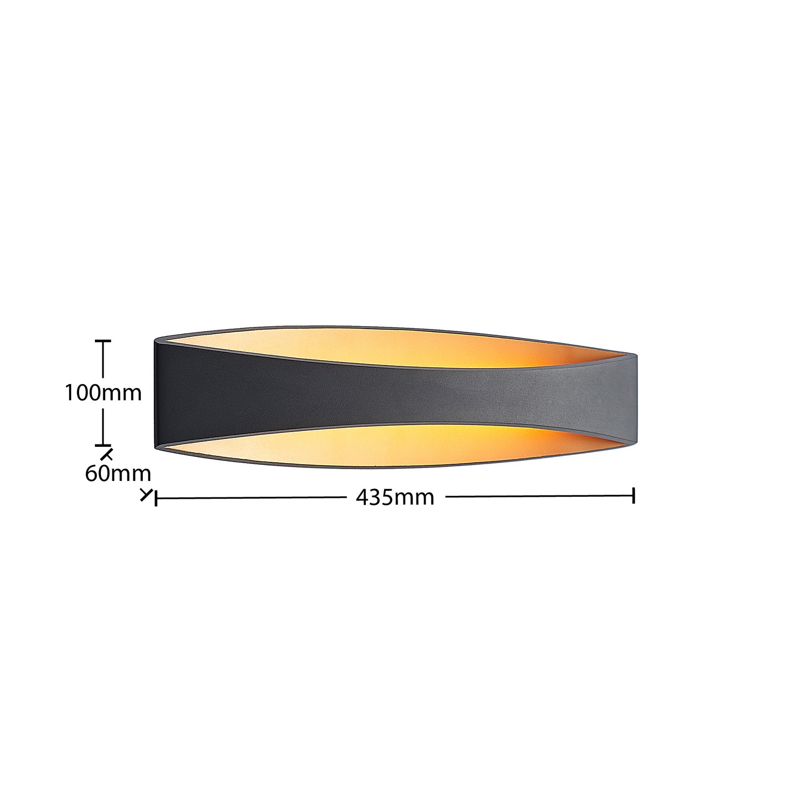 Arcchio Jelle LED-Wandleuchte, 43,5 cm, schwarz