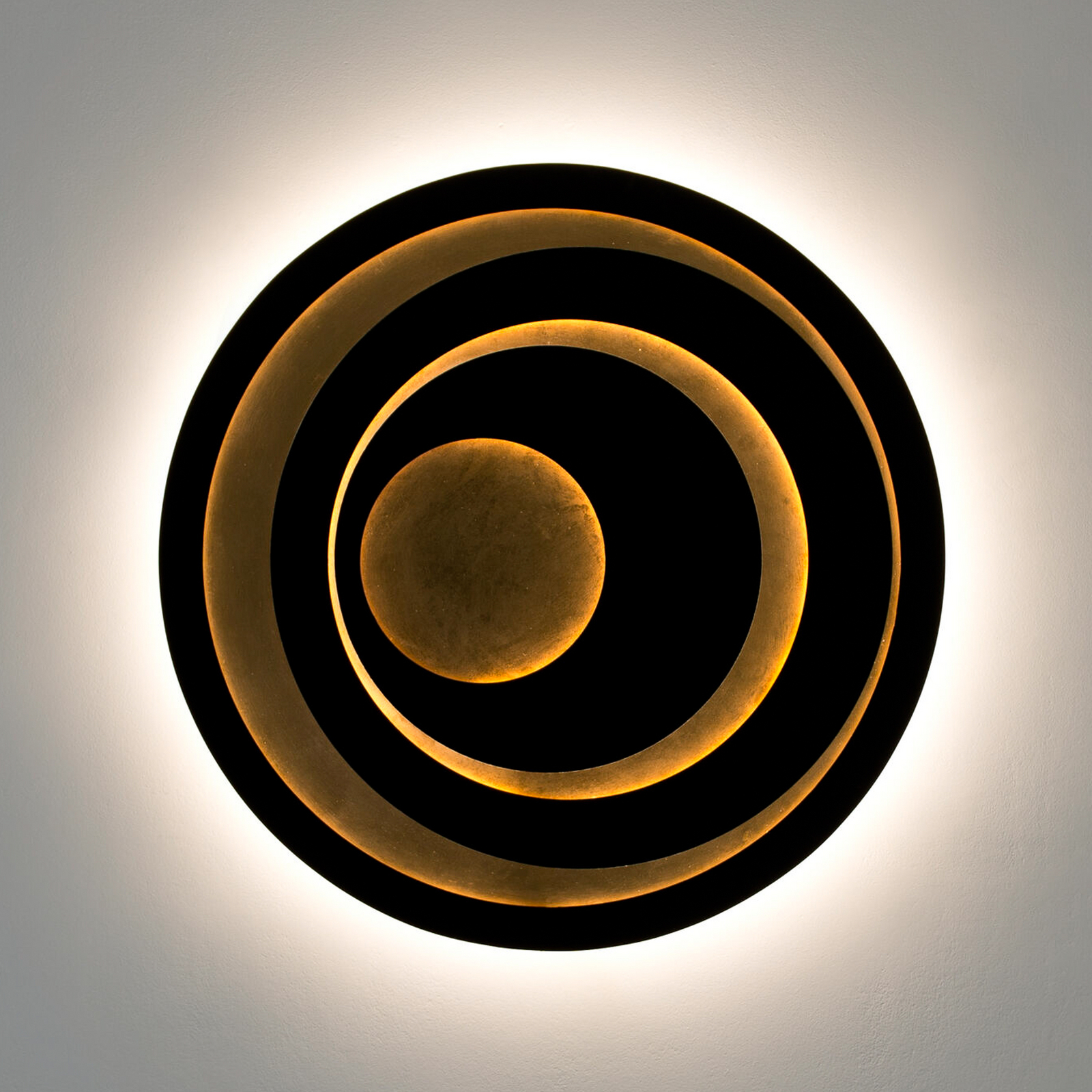 LED-seinavalgusti SOLVANE, must/kuldne, Ø 80 cm, metall, hämardatav