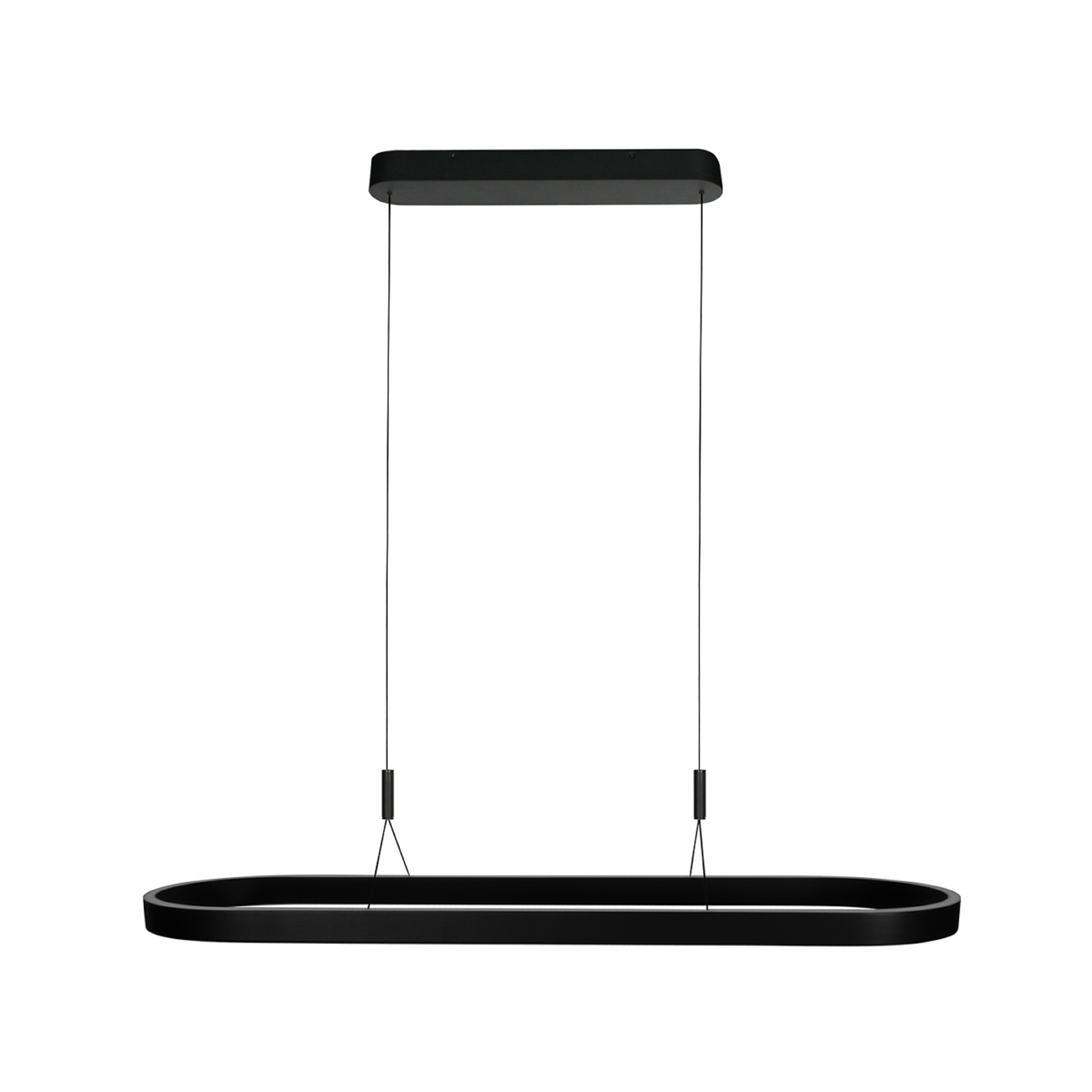 Lampada LED a sospensione Mykty, nera, lunghezza 120 cm, metallo, a 2 luci.
