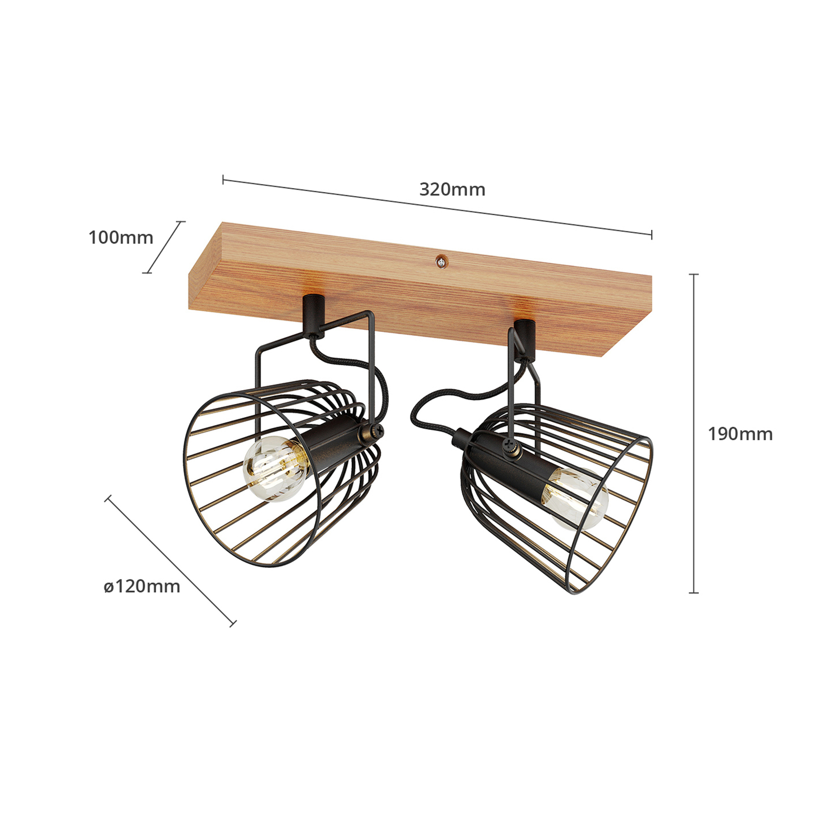 Lindby Adalin ceiling light, two-bulb, cage