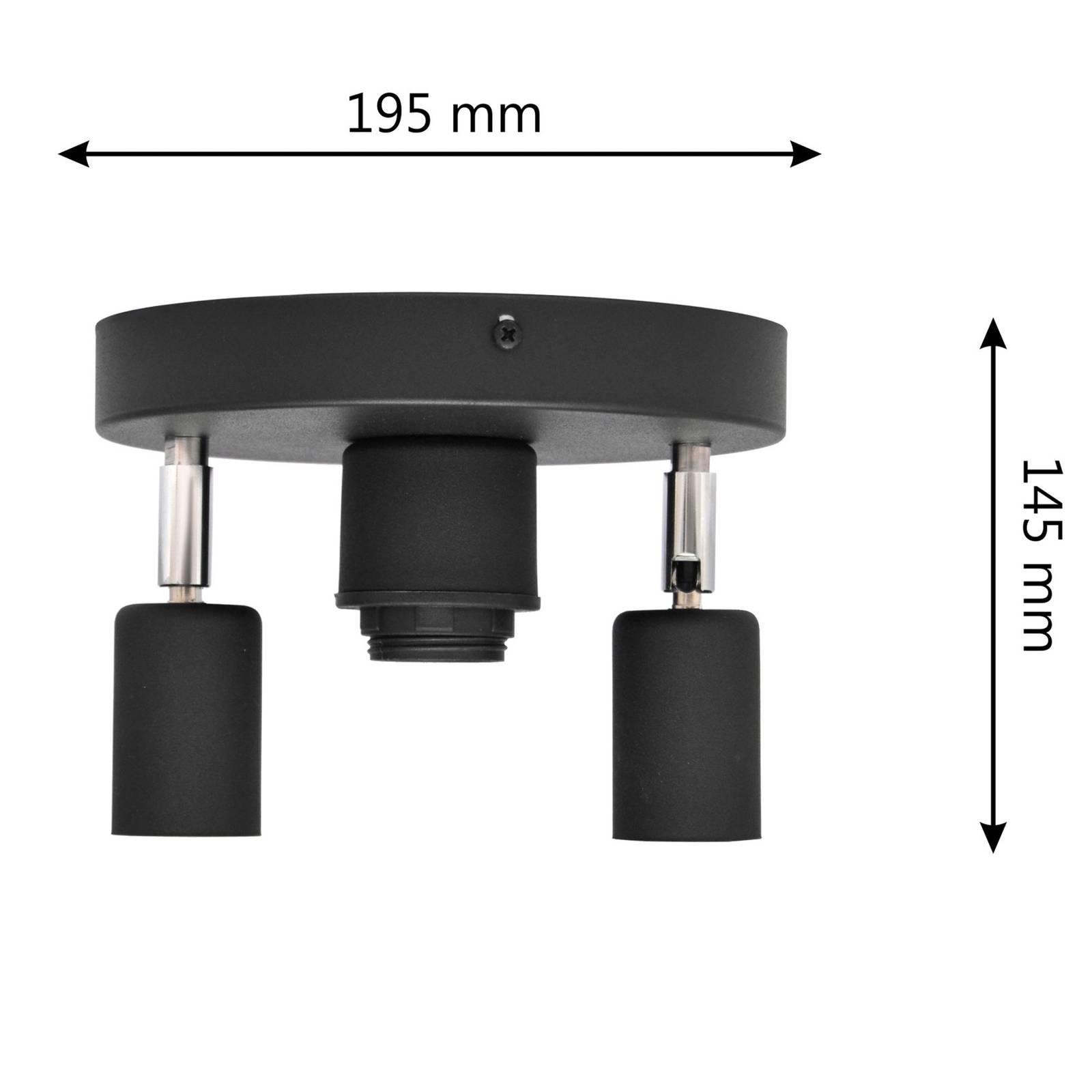 HELAM Centro taklampa svart 3-ljus metall Ø 19,5 cm