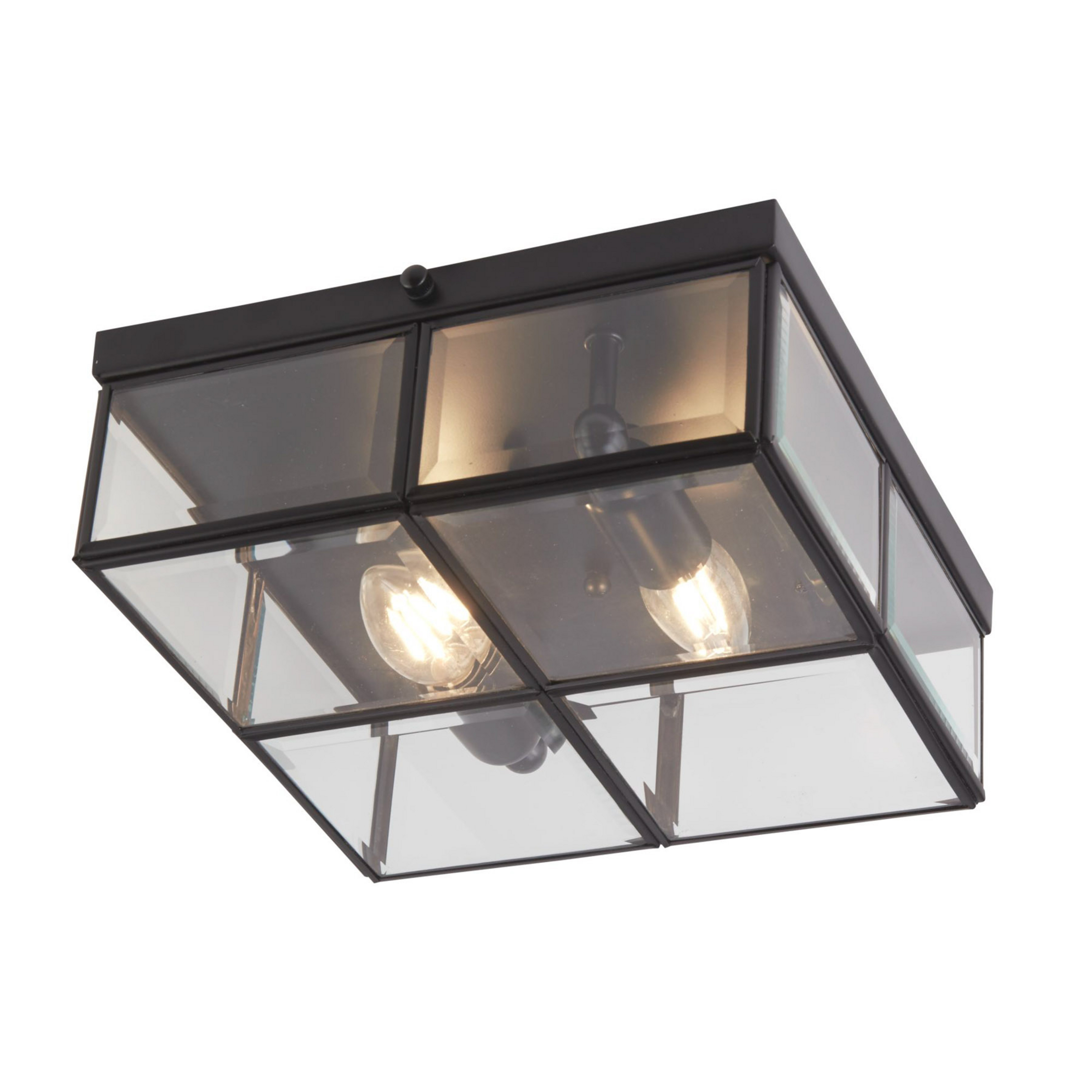 Plafonnier Pisa, abat-jour en verre, noir