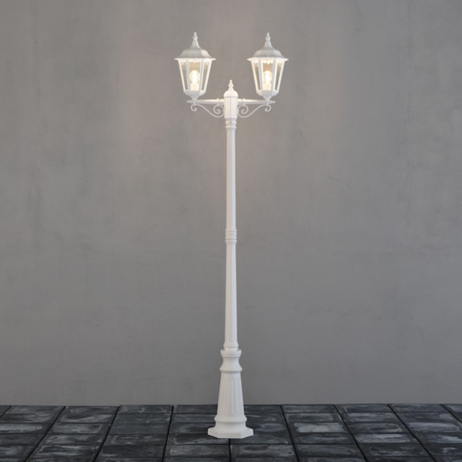 Lampe pour mât Firenze à 2 lampes, blanche